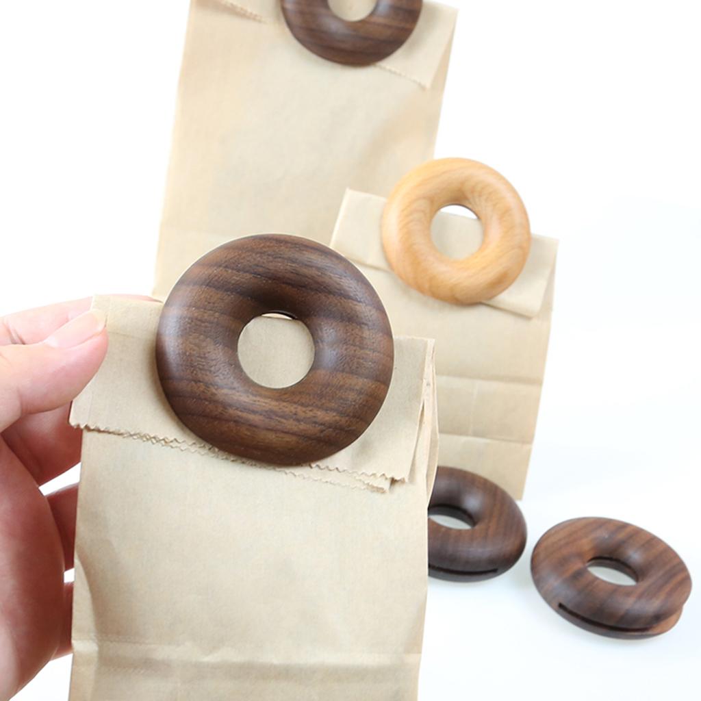4xDonuts Wooden Sealing Bag Clips Tea Sealing Strips Keep Your Food Fresh Walnut L