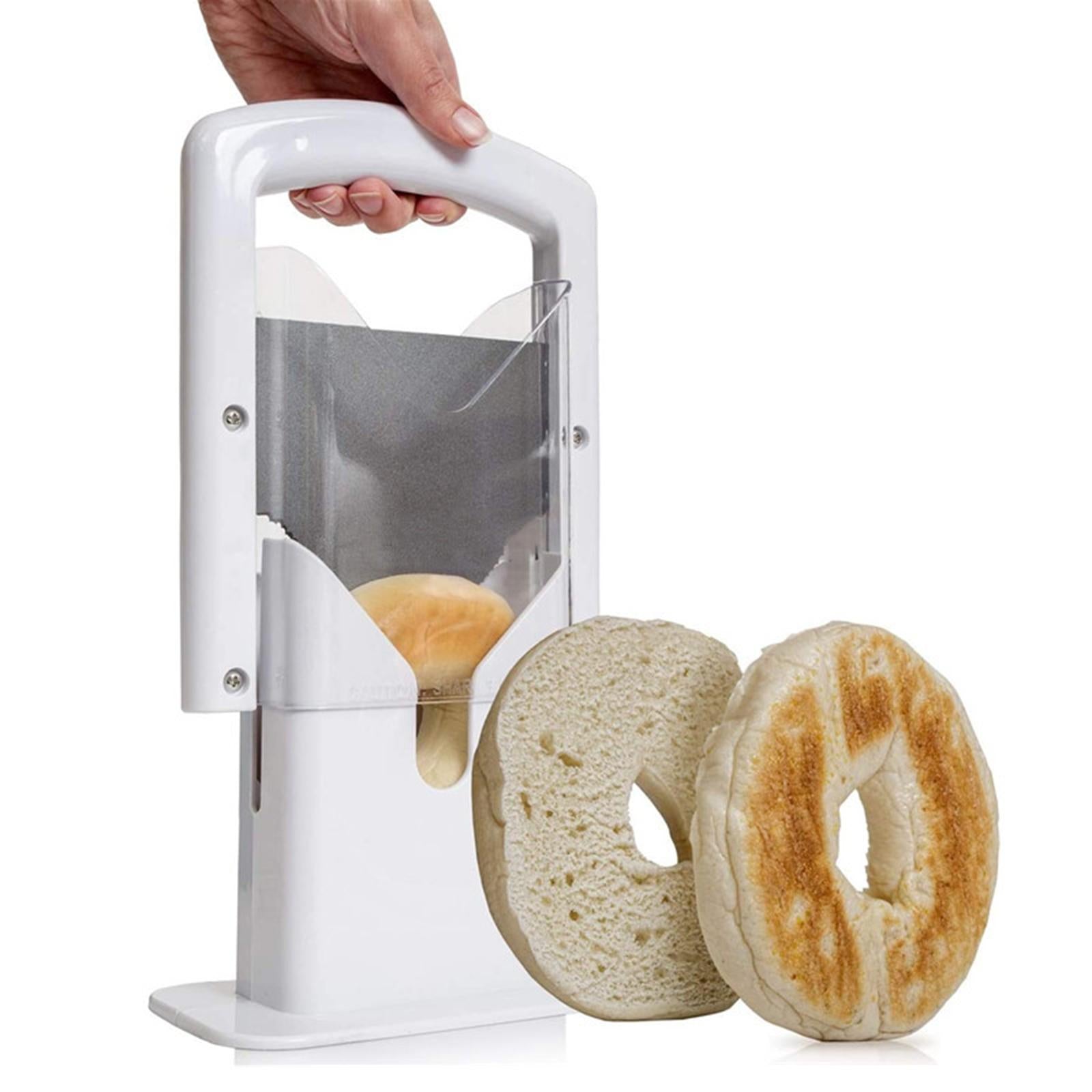 Bagel Guillotine Slicer Kitchen Gadgets for Bagels Breads Muffins White