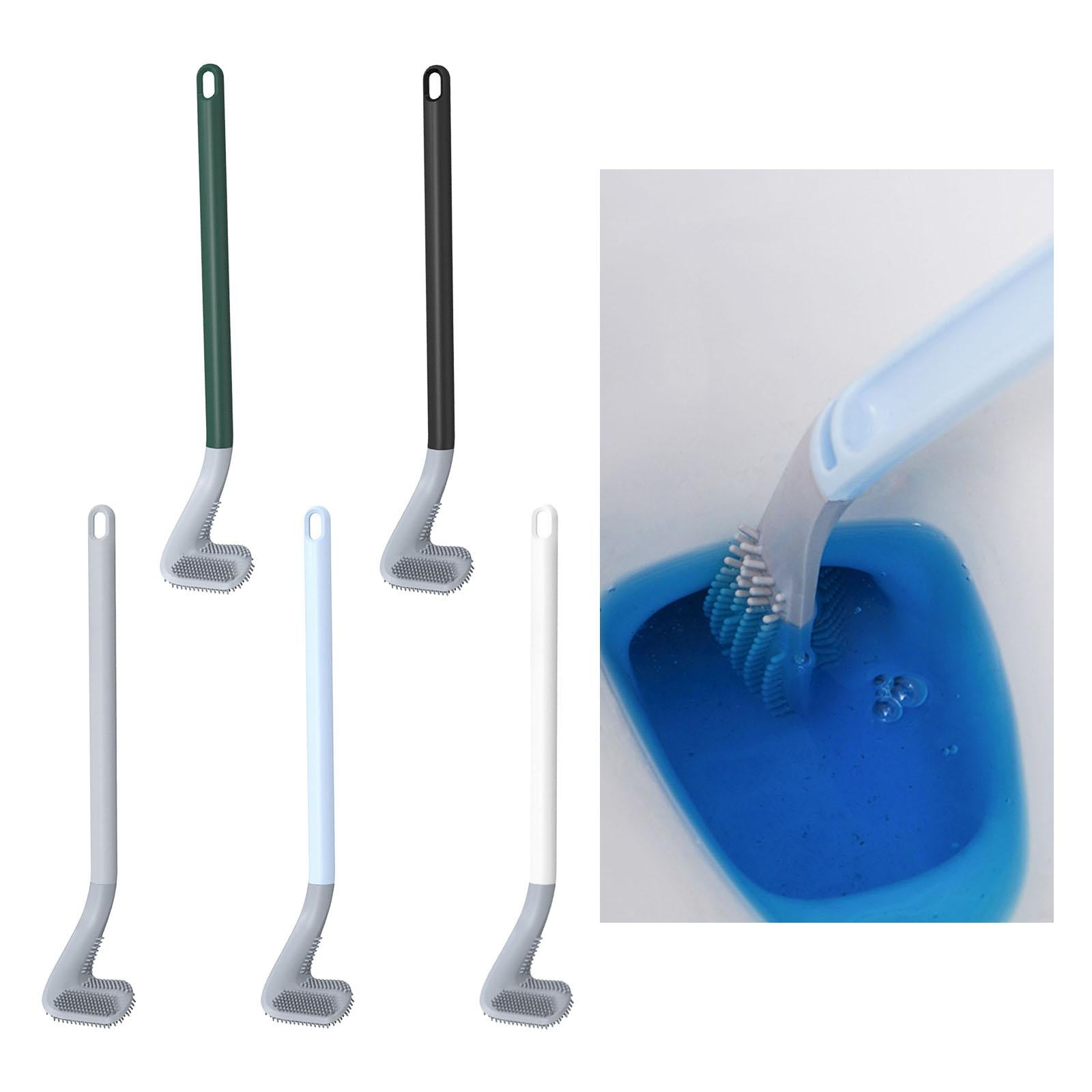 2xLong Handle Toilet Brush for Bathroom Brush Head Wall Mount Cleaning Brush white
