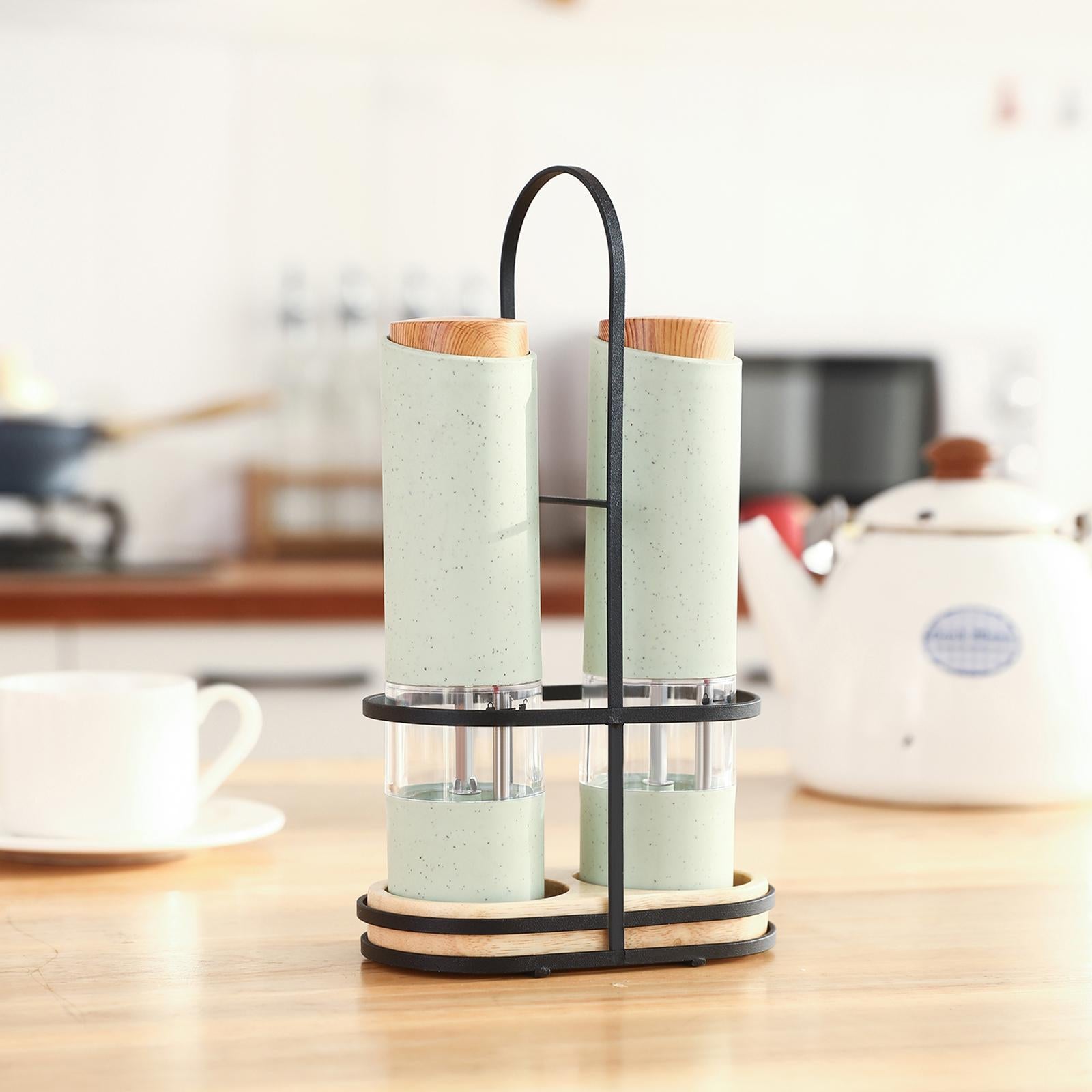 Automatic Electric Salt and Pepper Mill Shaker Salt Miller Crusher Green