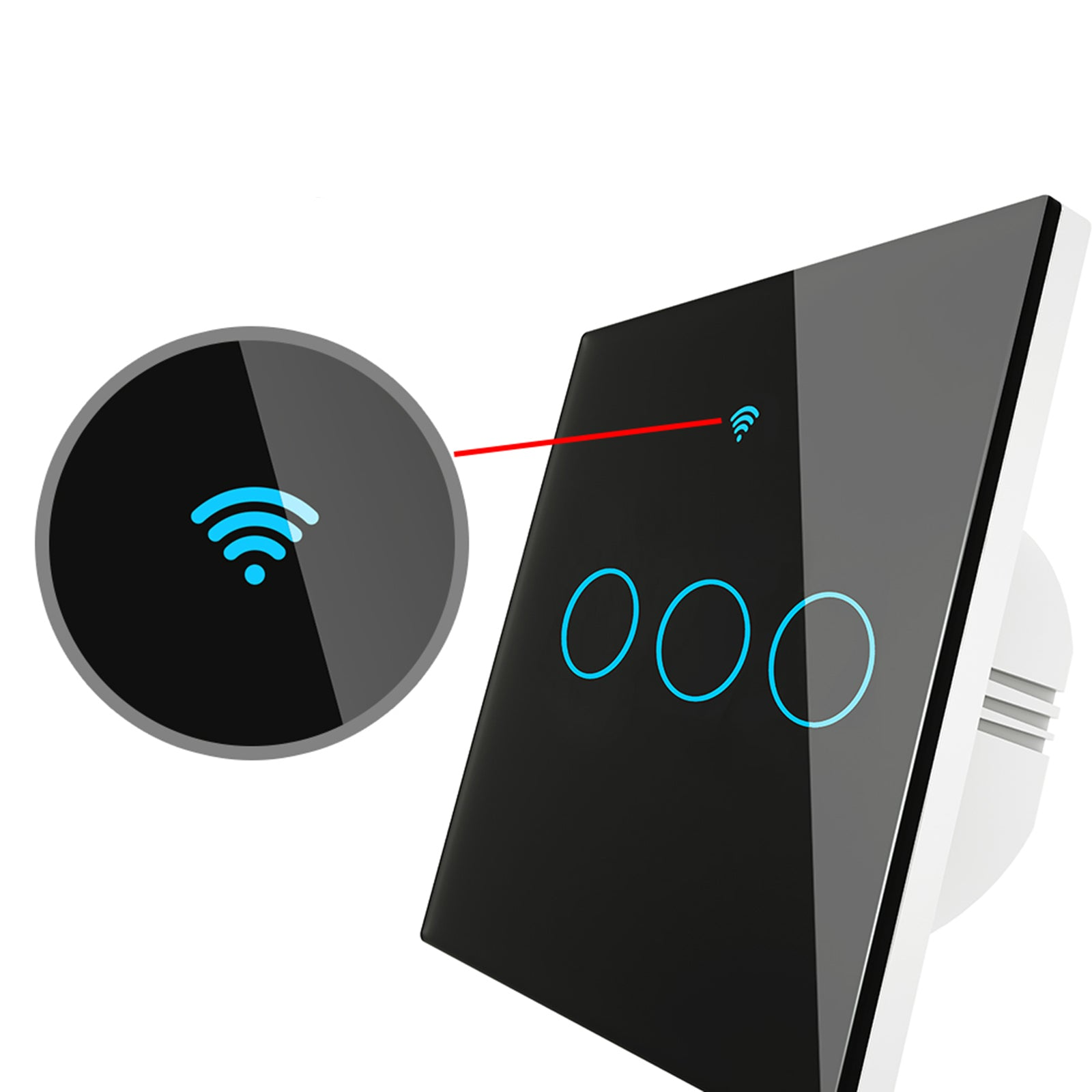 Smart Light Switch Remote Conrol Timing Setting Family Sharing Controler 3 Way Black