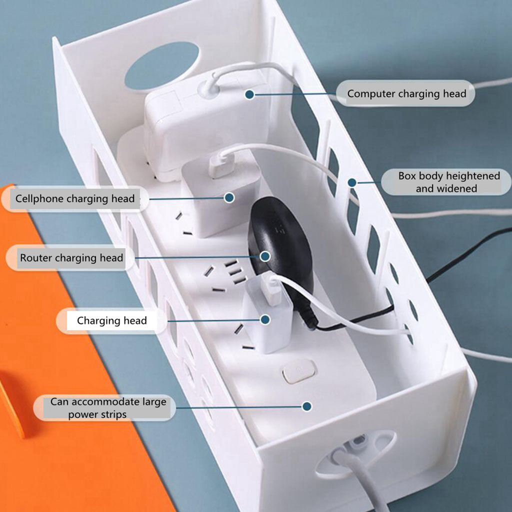 Cable Management Box Cord Hider Box to Hide Cords for Home Office TV Cables White