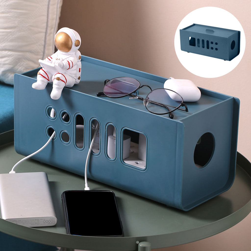 Cable Management Box Cord Hider Box to Hide Cords for Home Office TV Cables Blue