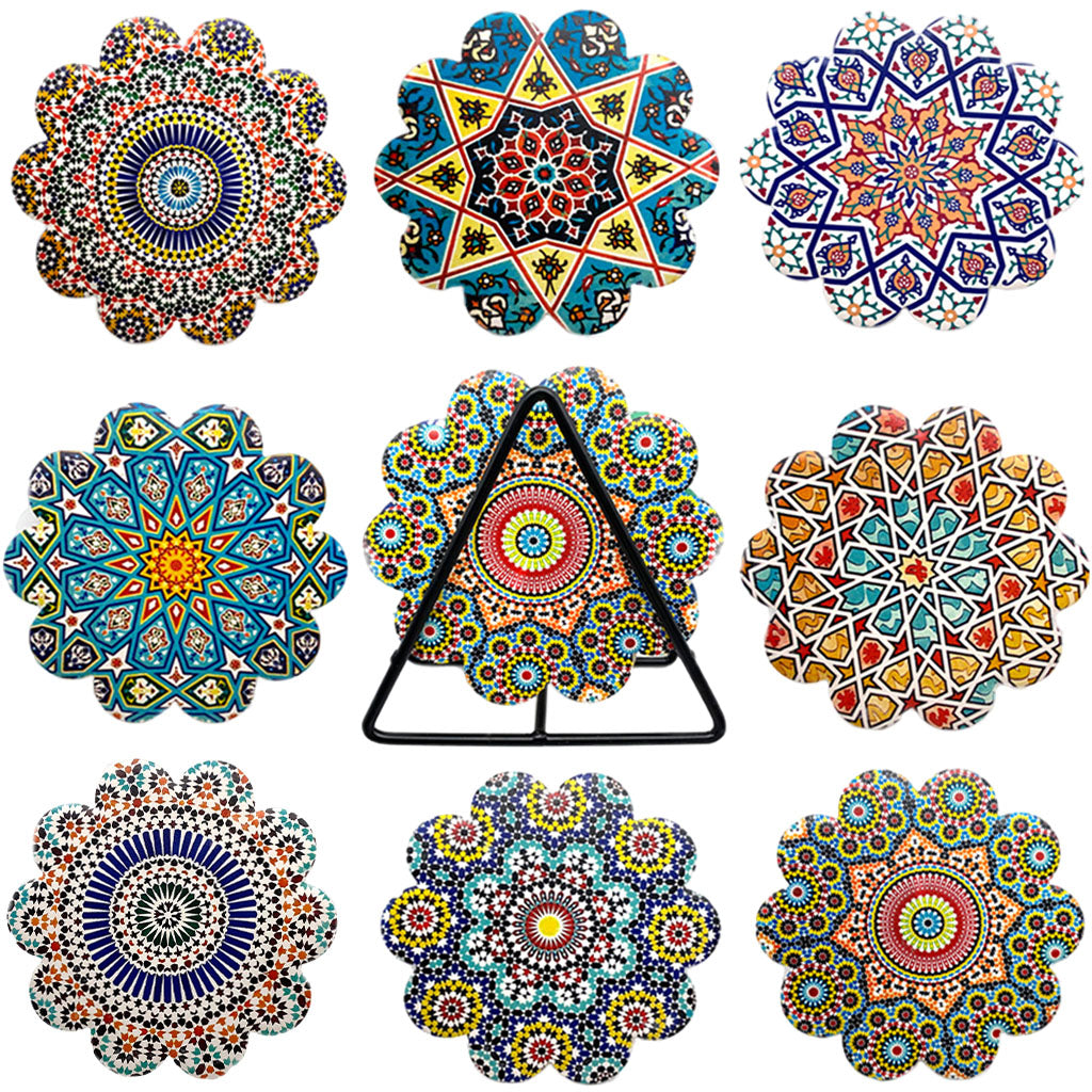 Ceramics Absorbent Coasters Decagon in Petal Shape Coasters Non-slip Cup Mat