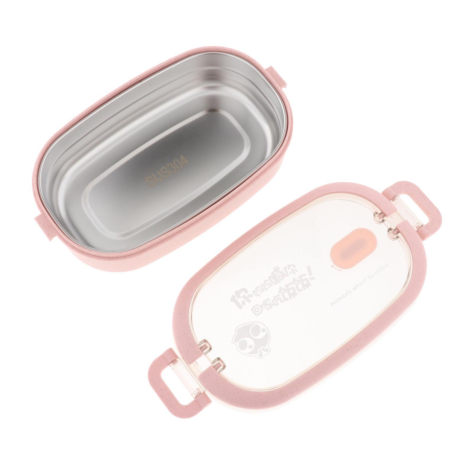 Bento Box Leakproof BPA Free Stainless Steel Thermal Lunch Box Picnic Travel 1 layer pink