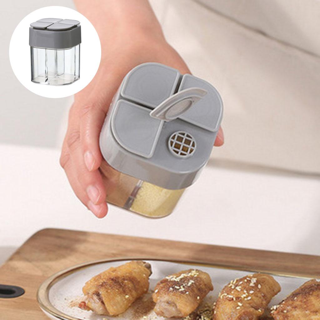 5xSpice Jar Seasoning Bottle Box Condiment Storage Container for Kitchen Gray