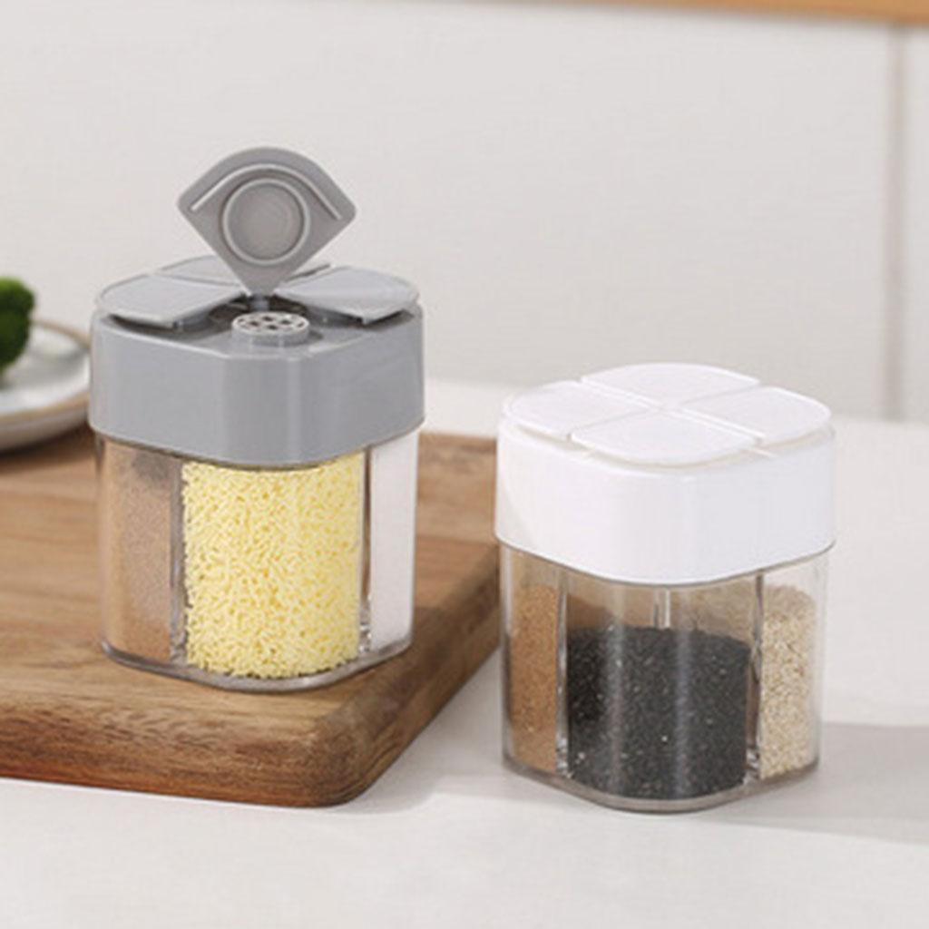 6xSpice Jar Seasoning Bottle Box Condiment Storage Container for Kitchen Gray
