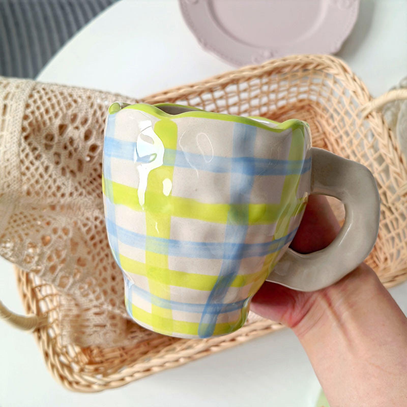 Ceramic Coffee Mugs Cups Breakfast Juice Milk Water Cups Gift Blue Yellow