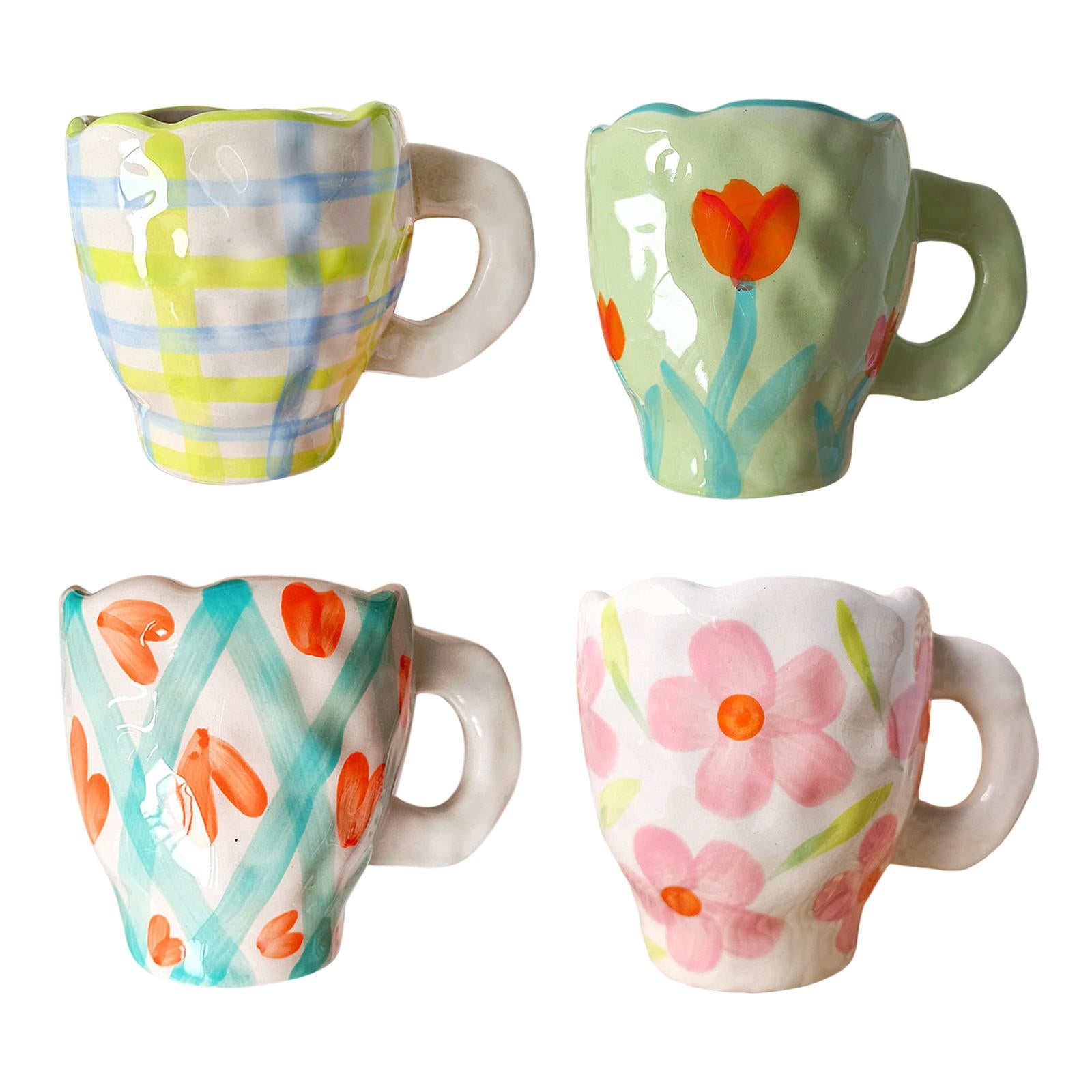 Ceramic Coffee Mugs Cups Breakfast Juice Milk Water Cups Gift Blue Yellow