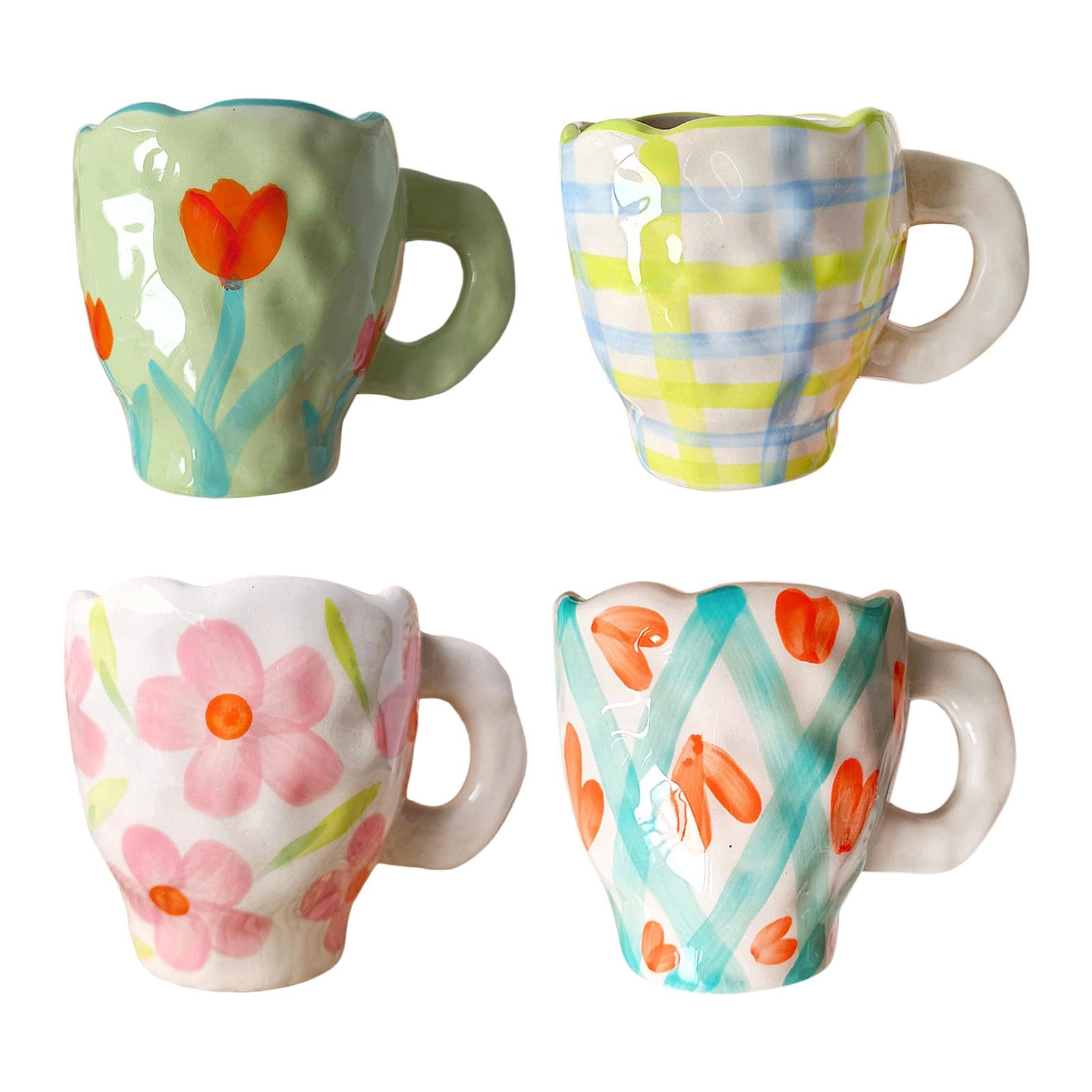 Ceramic Coffee Mugs Cups Breakfast Juice Milk Water Cups Gift Blue Yellow