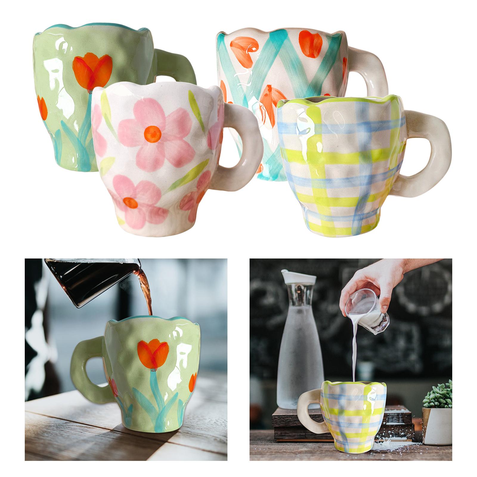 Ceramic Coffee Mugs Cups Breakfast Juice Milk Water Cups Gift Blue Yellow