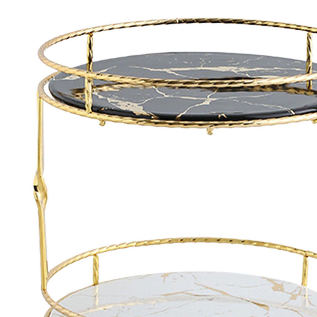 Ceramics Storage Tray Double Storage Marble Texture Bedroom Display Holder Black and White