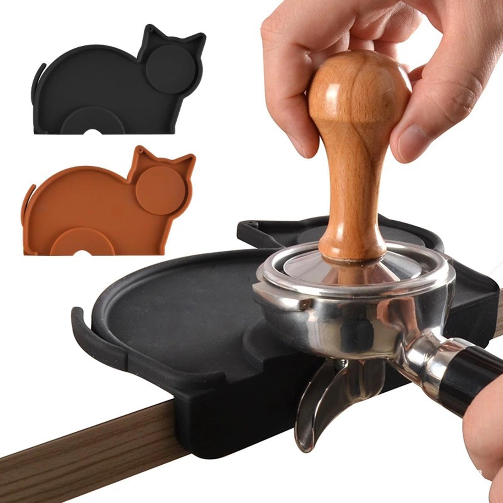 Coffee Tampering Tamping Corner Mat Holder Silicone Pad Anti-Slip Brown