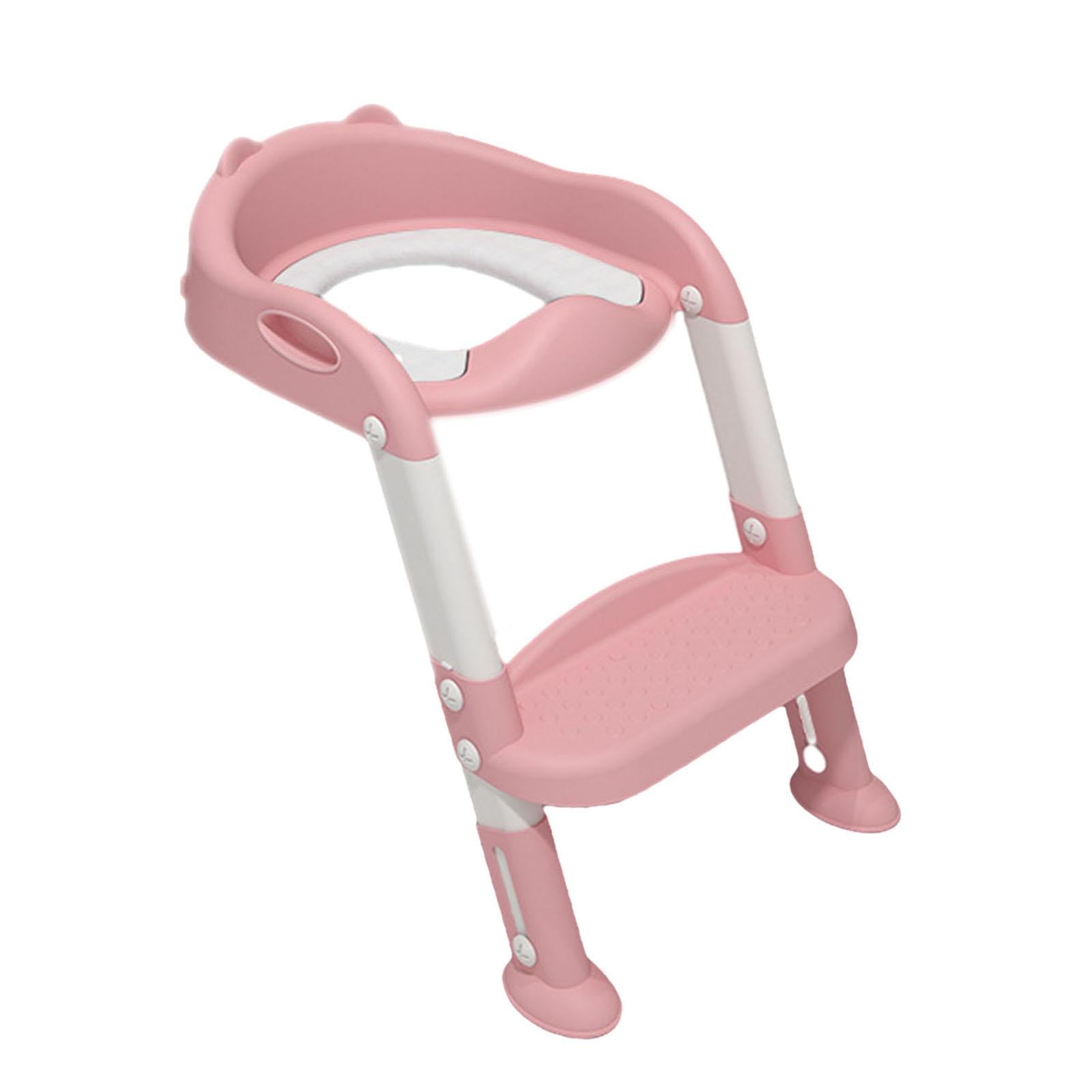 Children Toilet Seat Soft Pad Foldable Anti-Slip for Kids Pink and White
