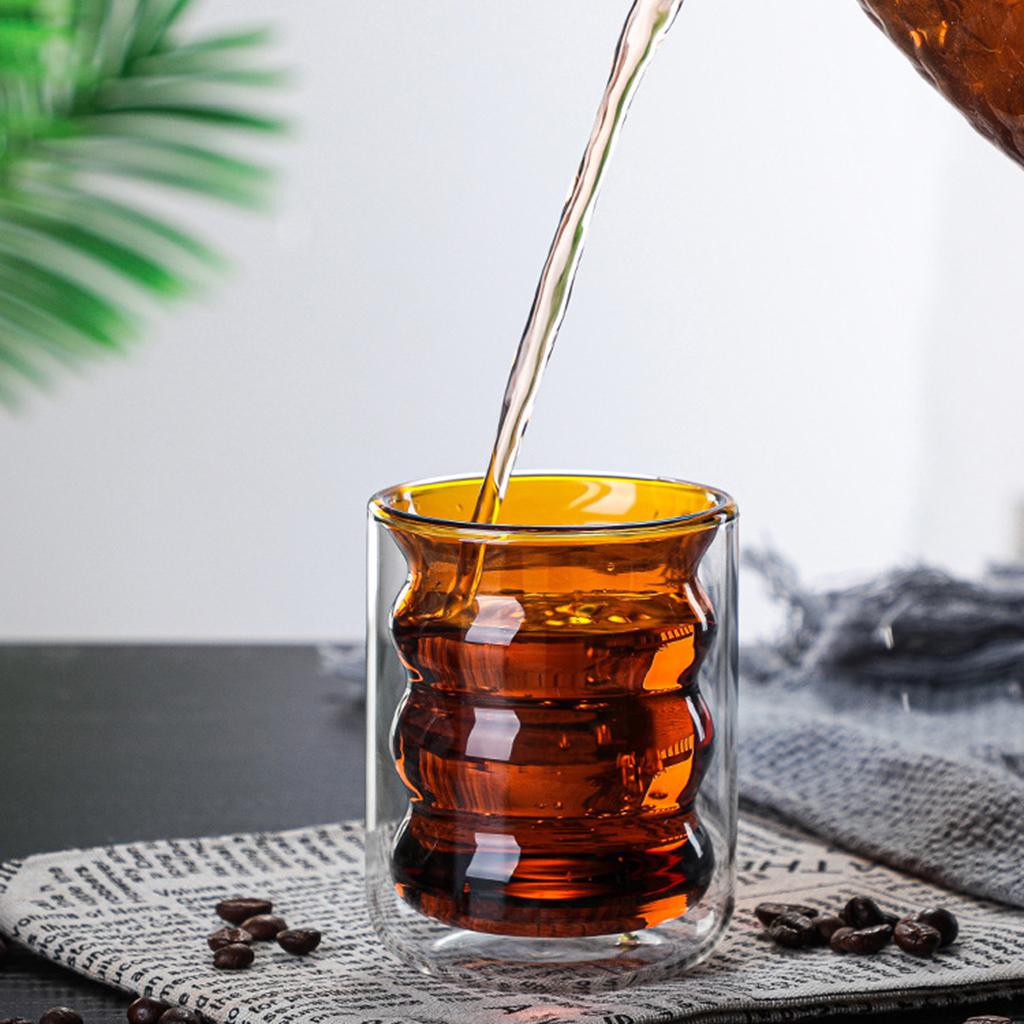 Anti Scalding Glass Cup Drinkware Round Mouth Coffee Cup for Cafe Home Yellow