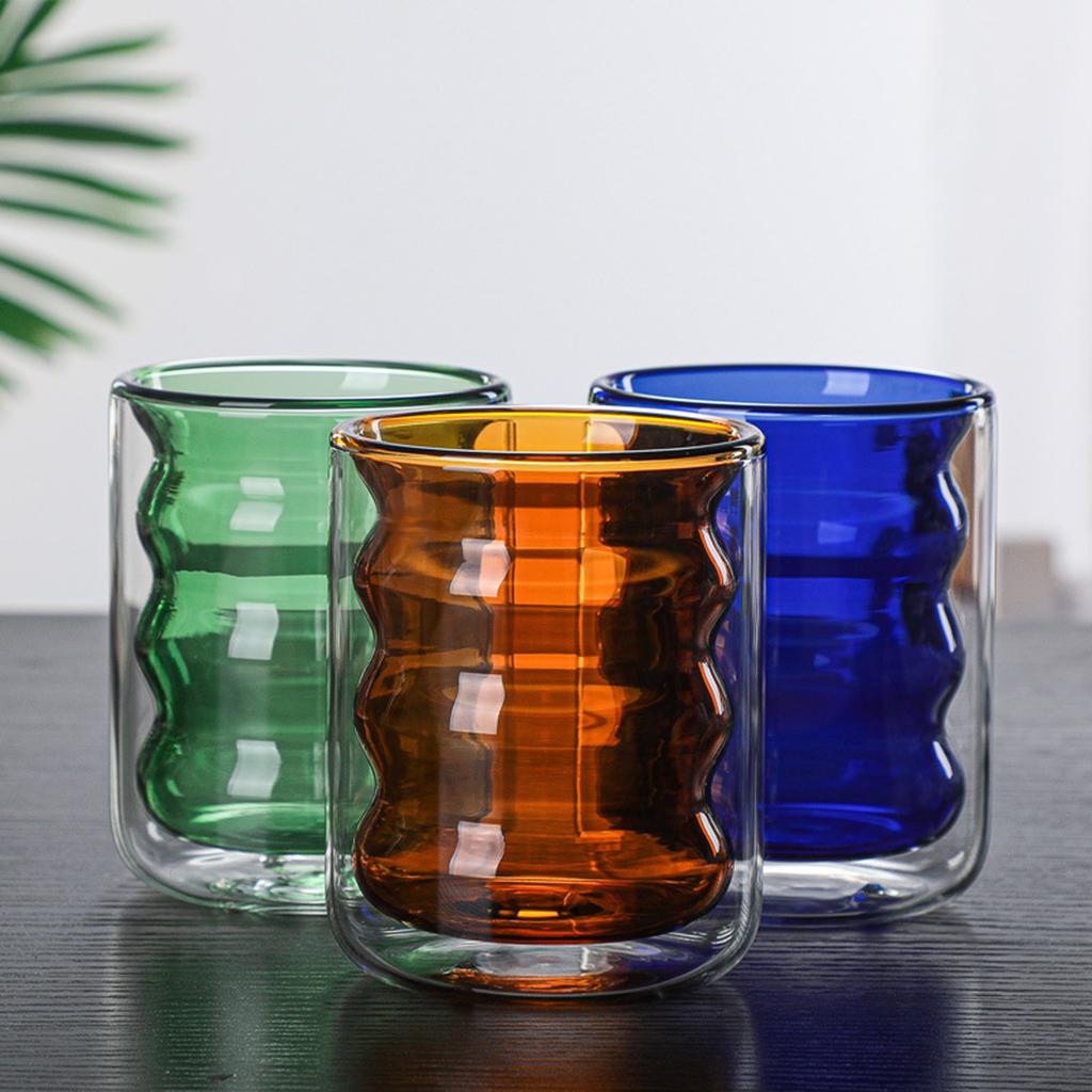 Anti Scalding Glass Cup Drinkware Round Mouth Coffee Cup for Cafe Home Yellow