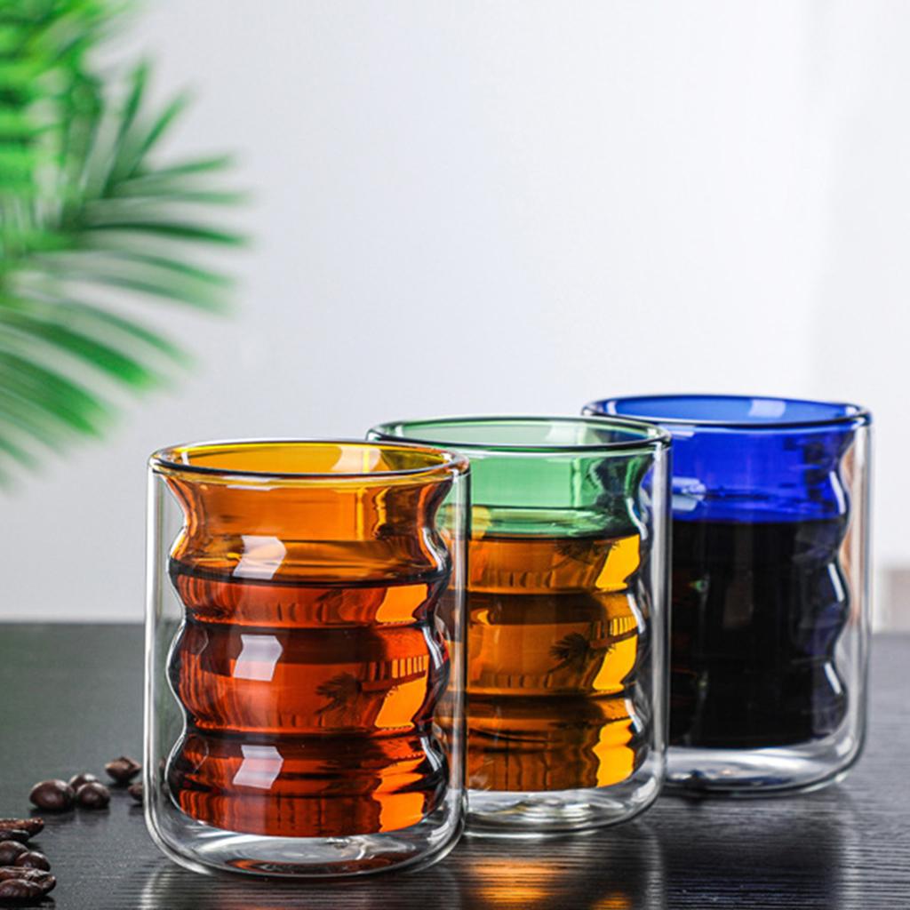Anti Scalding Glass Cup Drinkware Round Mouth Coffee Cup for Cafe Home Yellow