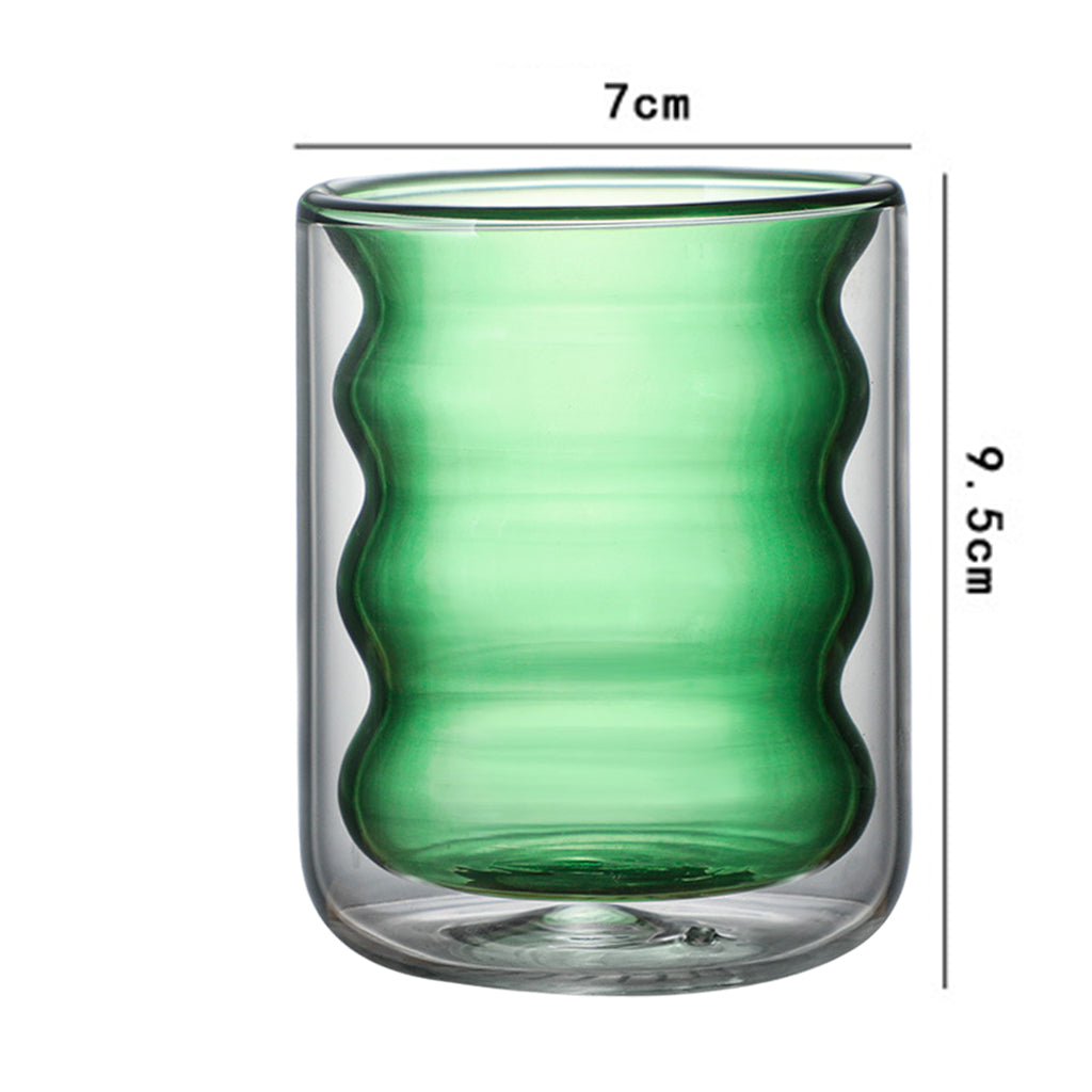 Anti Scalding Glass Cup Drinkware Round Mouth Coffee Cup for Cafe Home Green