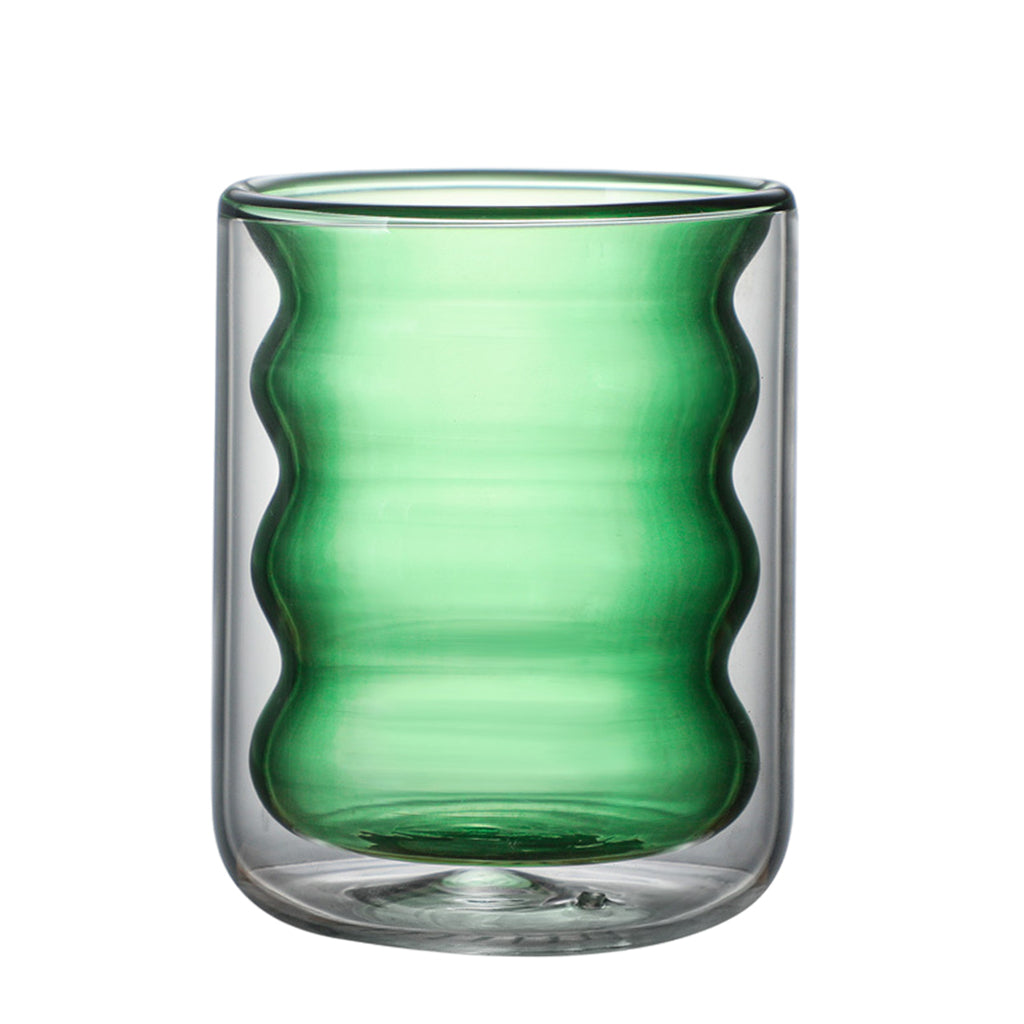 Anti Scalding Glass Cup Drinkware Round Mouth Coffee Cup for Cafe Home Green