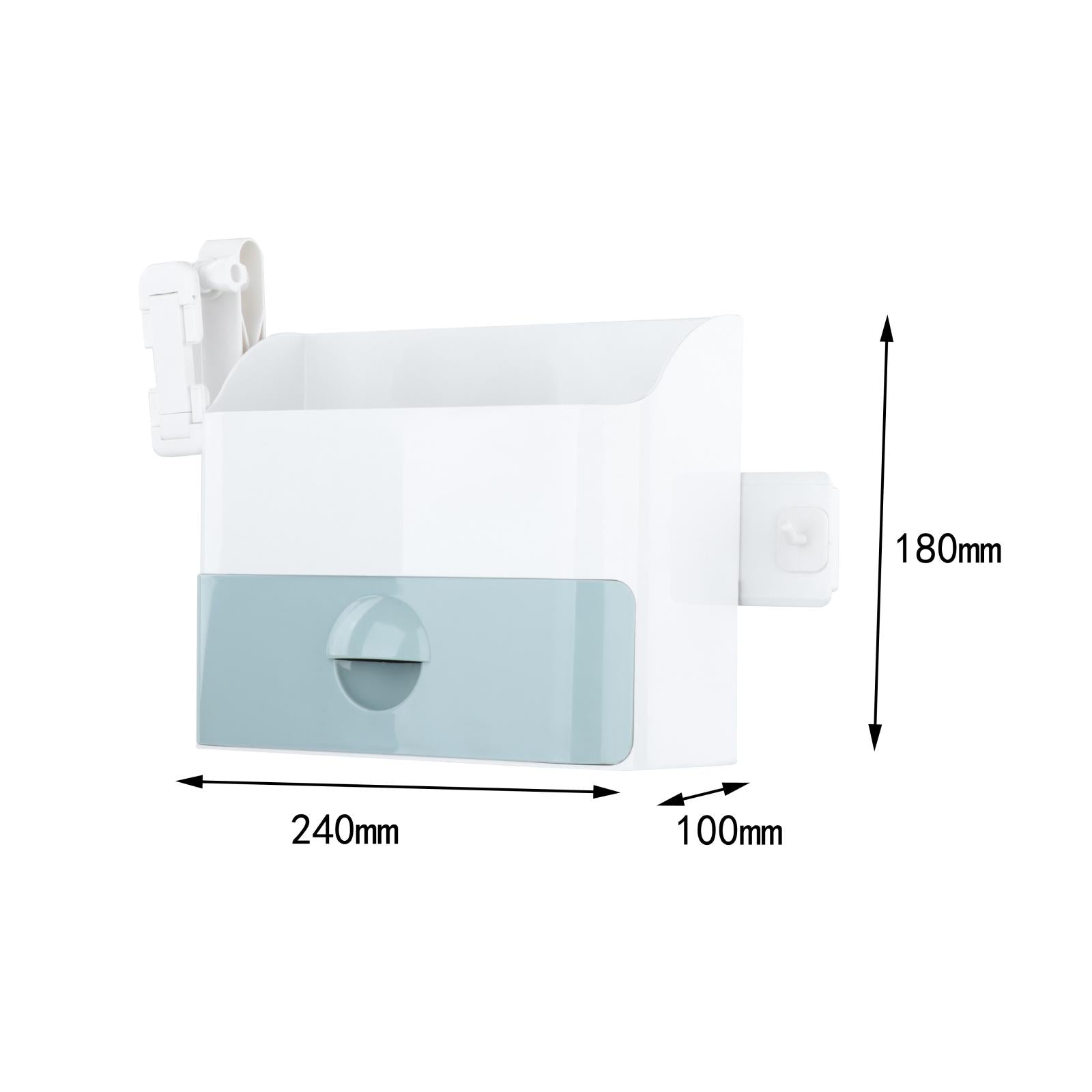 Bedside Floating Shelf Adhesive Storage Caddy for Cell Phone Reading Glasses Blue