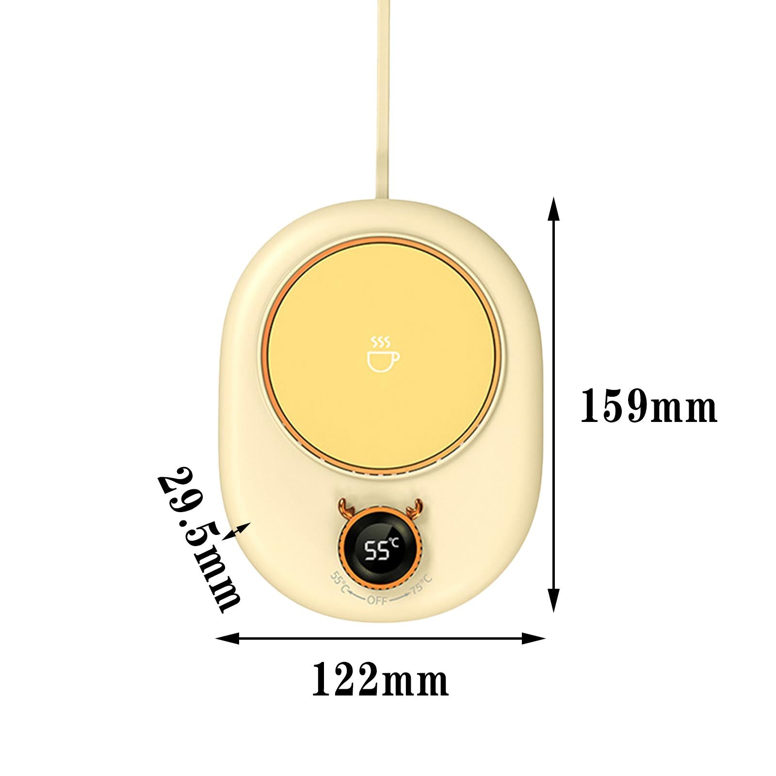Coffee Mug Warmer Cup Heating Plate 2 Temparature Settings for Home Office Yellow