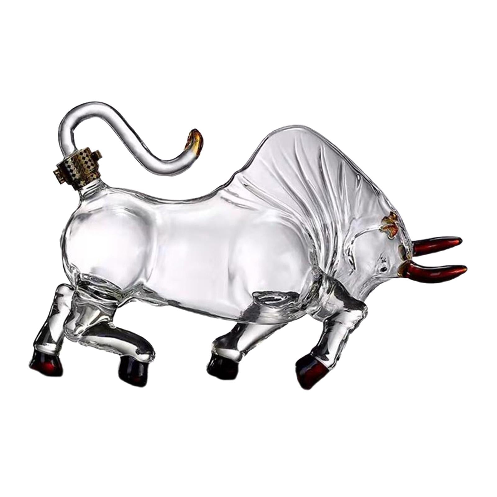 Bull Shape Whiskeys Decanter Transparent Glass Wine Botle for Bar Dining 2L