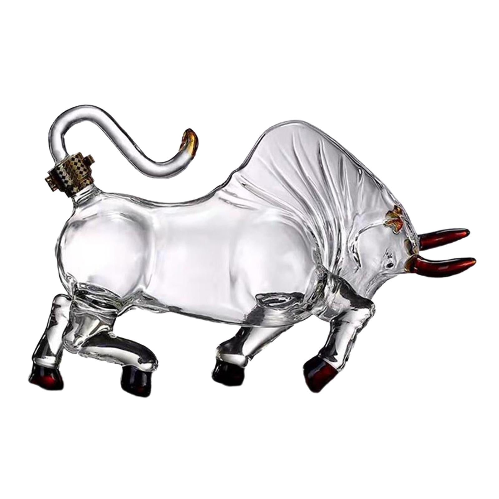 Bull Shape Whiskeys Decanter Transparent Glass Wine Botle for Bar Dining 2L