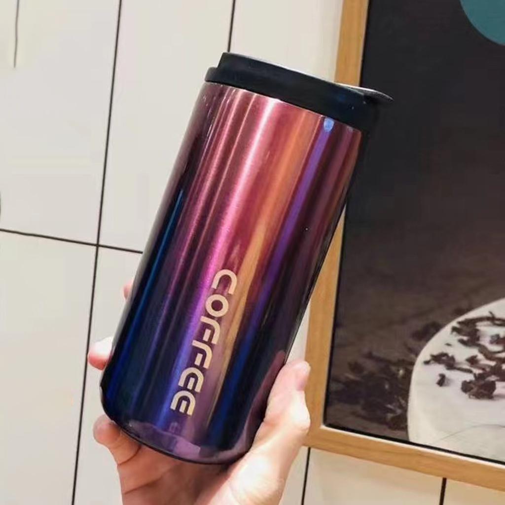 Coffee Mug Hot and Cold Drinks Leak-proof Vacuum Traveling Mug Reusable Gradient purple