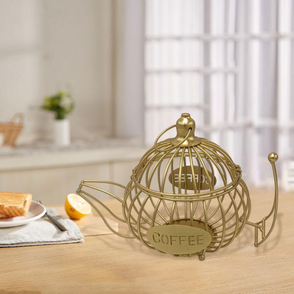 Coffee Capsule Holder Multiple Ornaments Teapot Shape Mug Fruit for Garden Stereoscopic Black Lid