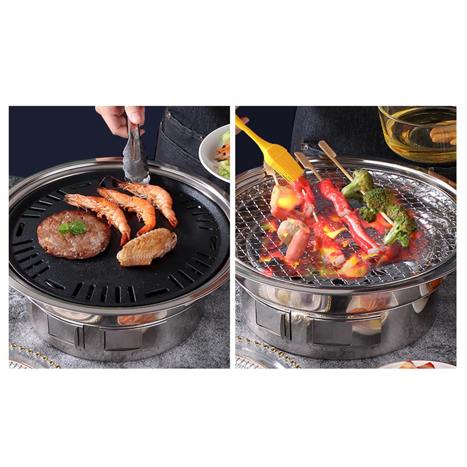 Charcoal Barbecue Grill BBQ Stove BBQ Plate Smokeless for Grilling Meat Fish Small