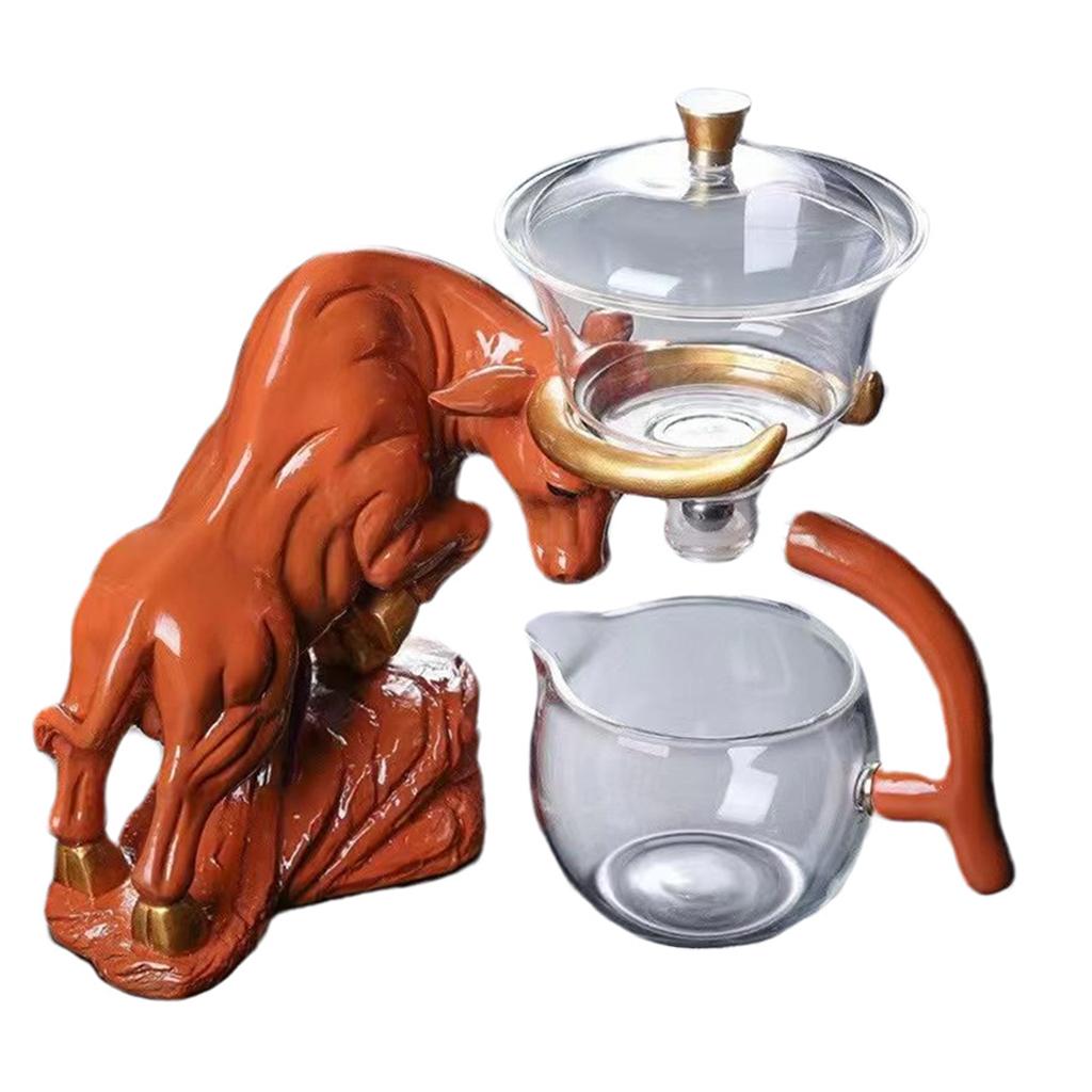 Automatic Teapot Set Resin Bull Shaped Base Glass Pot Filter Drip Coffee