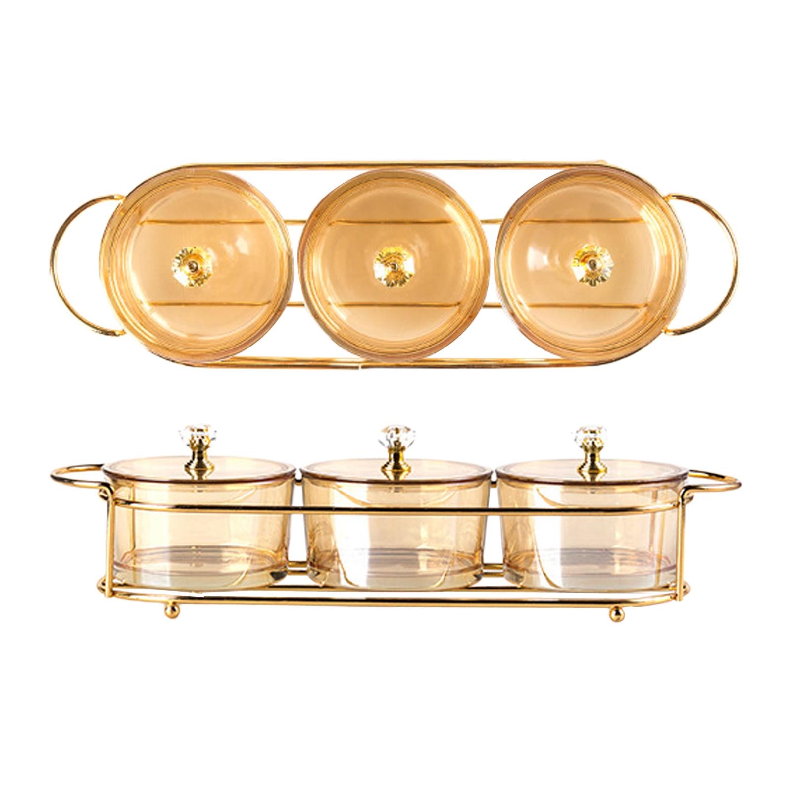 Caddy Serving Platter Snack Plate Appetizer Caddy Plate Home Amber 3 Grids