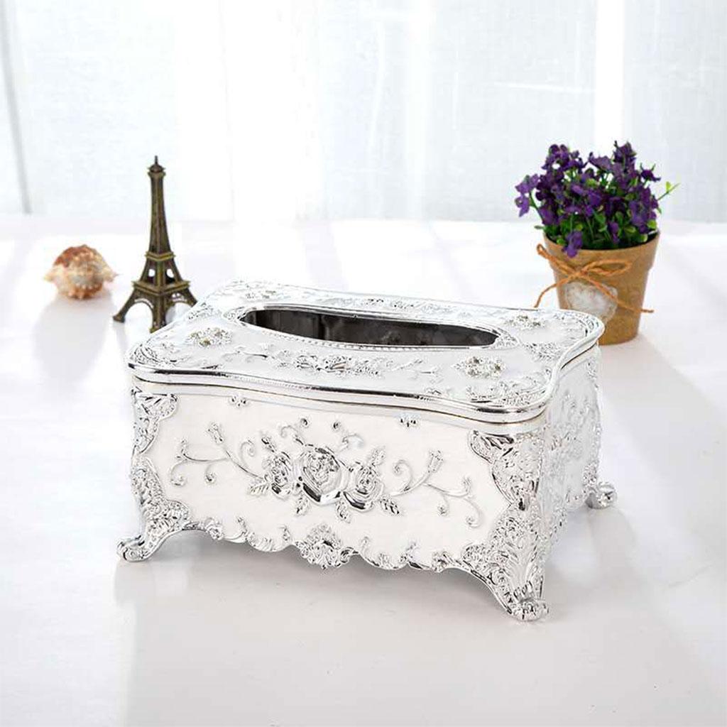 Antique Tissue Box Cover Car Tissue Box Furnishings Decor Silver White