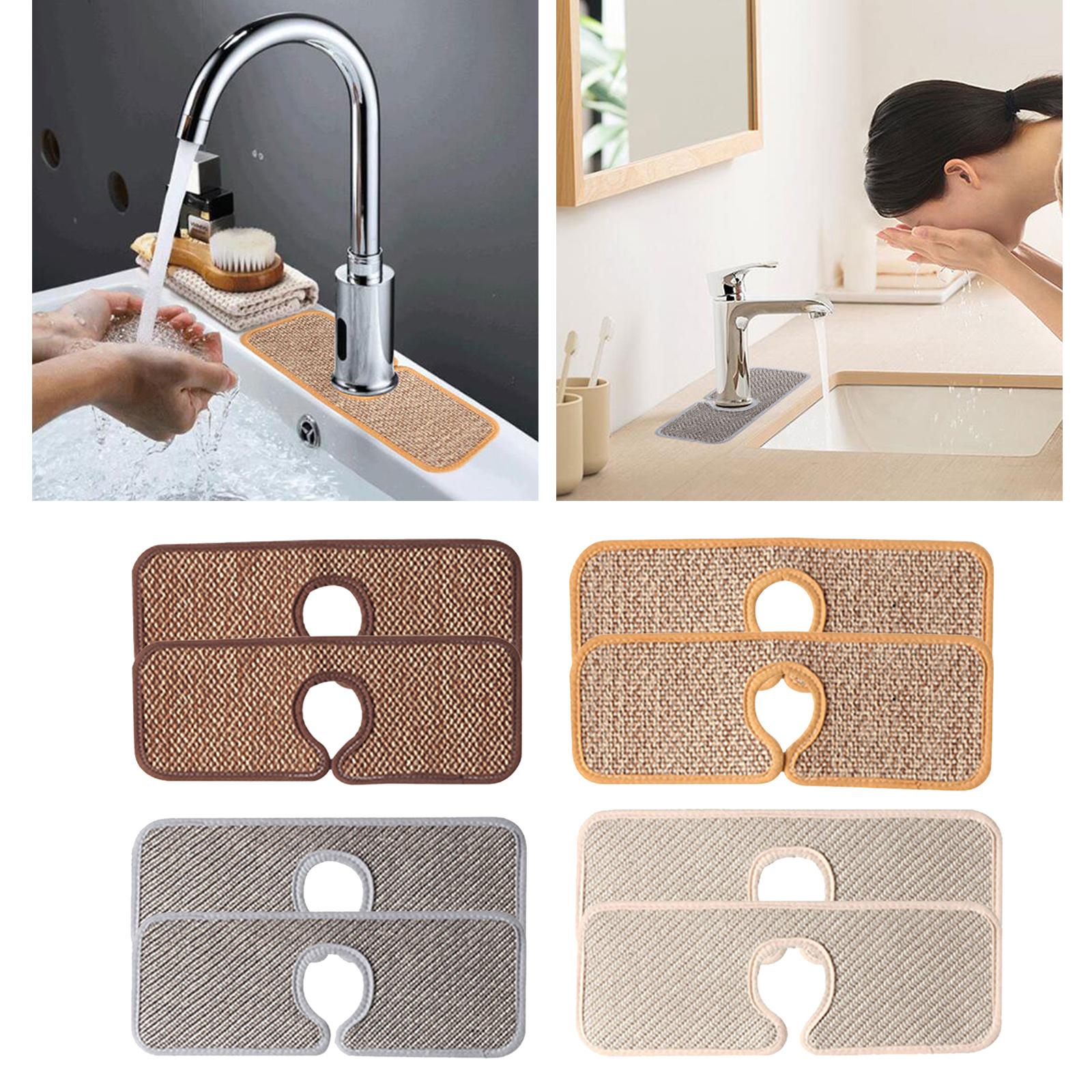 2 Pieces Faucet Absorbent Pads Kitchen Sink Splash Mat  Coffee