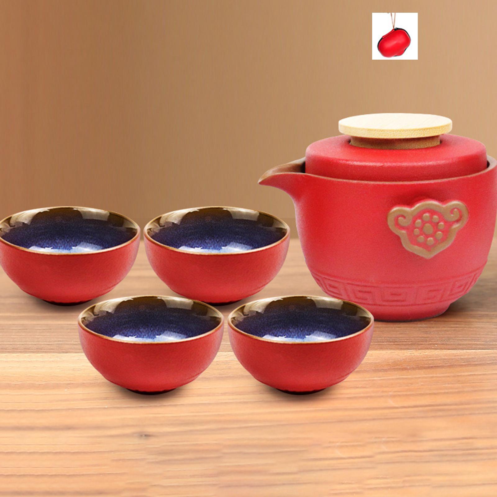 Chinese Portable Tea Set Pottery Tea Pot Tea Cups For Travel Ceramic Pot Package D