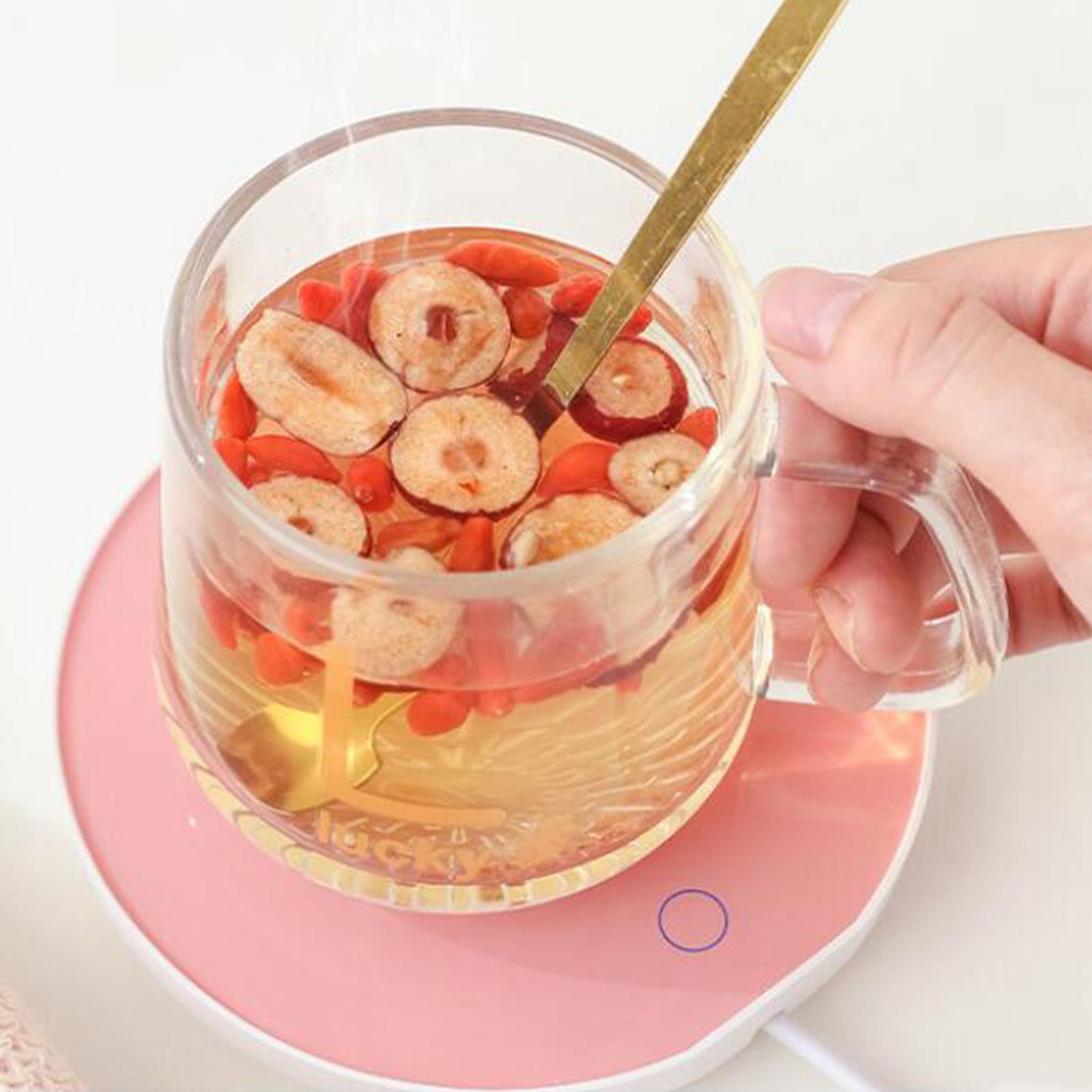 Beverage Warmer Tea Warmer Coaster Constant Temperature Round Pink