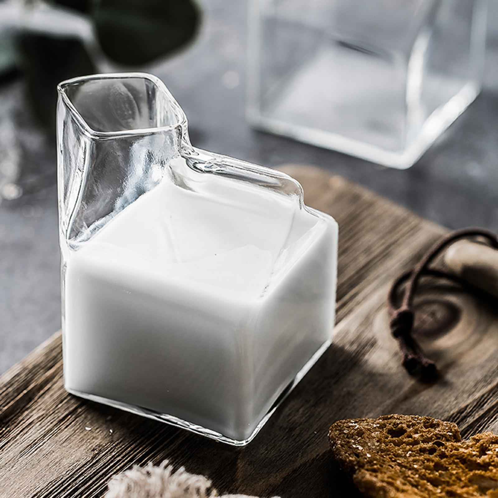 Glass Milk Carton Milk Box Coffee Mug Juice Beverages for Home Children