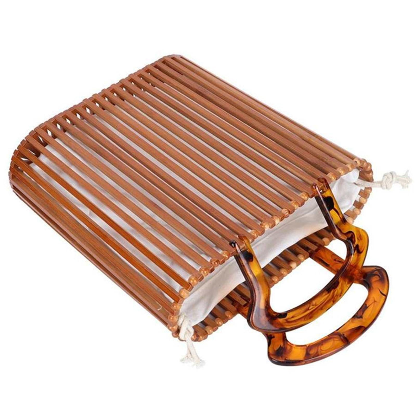 Bamboo Handbag Hand-Carrying Bag Tote Handmade Bag for Beach Summer Girls