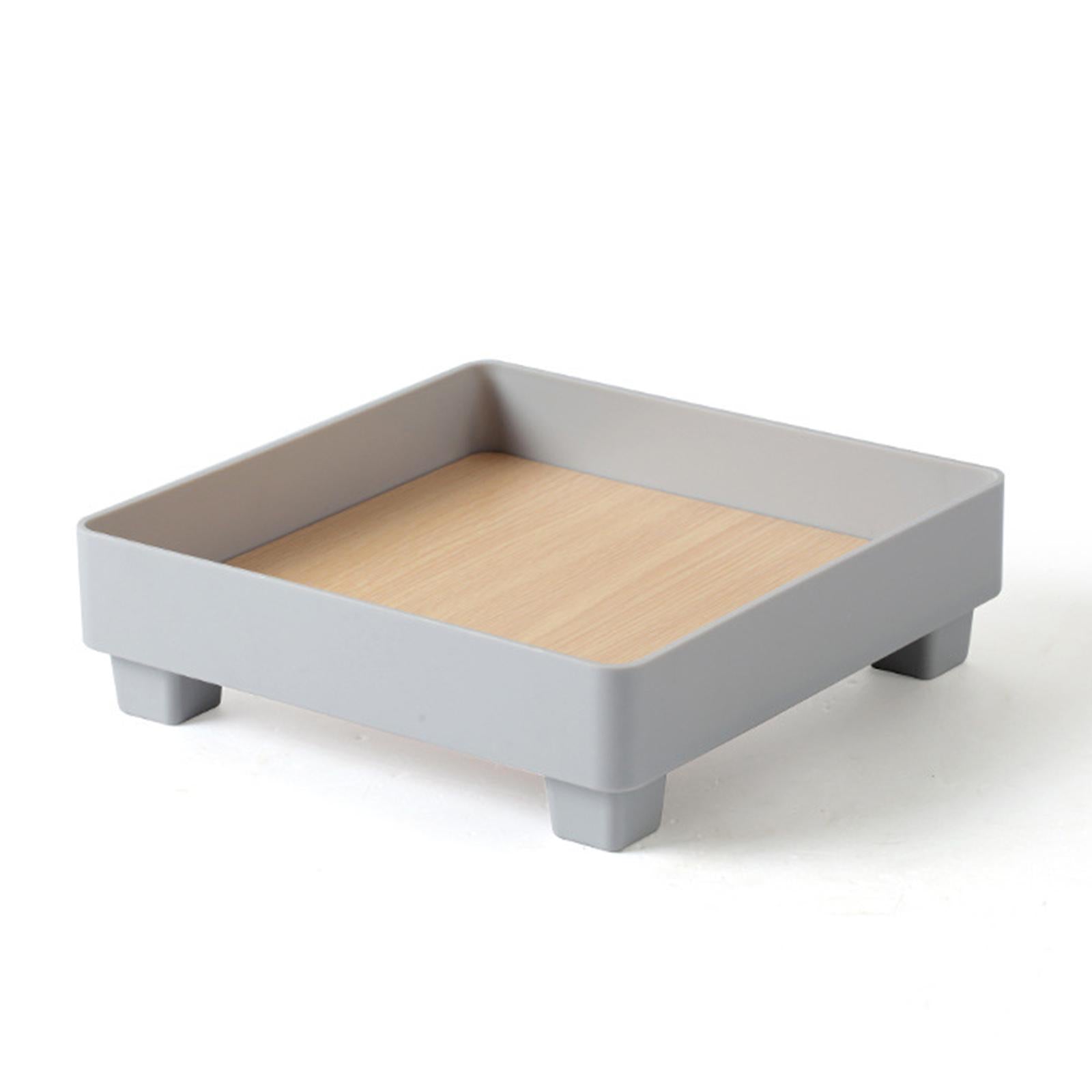 ABS Storage Tray Decor Display Storage Modern for Countertop Desktop Home Square Grey