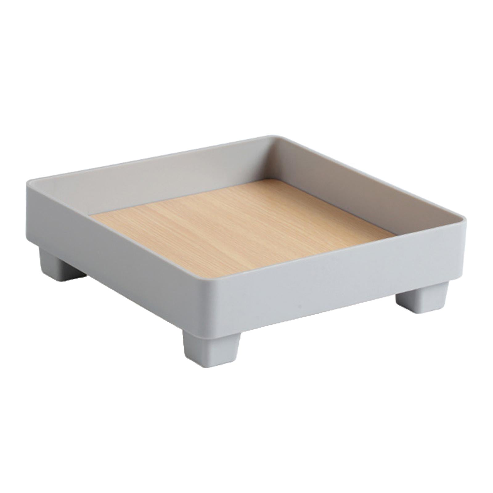 ABS Storage Tray Decor Display Storage Modern for Countertop Desktop Home Square Grey