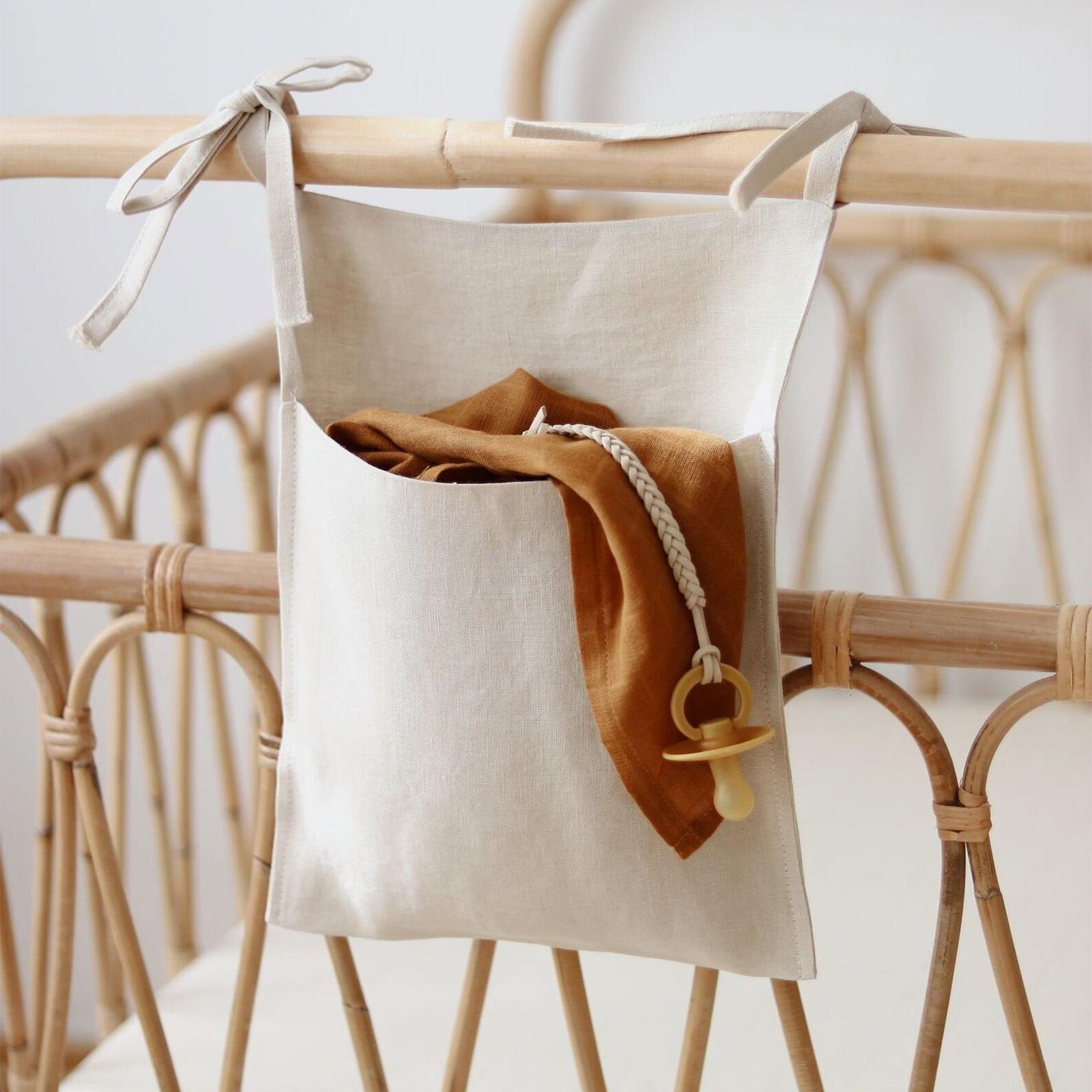 Baby Crib Cot Hanging Storage Bag Diaper Storage Toy Diaper Bag Wood