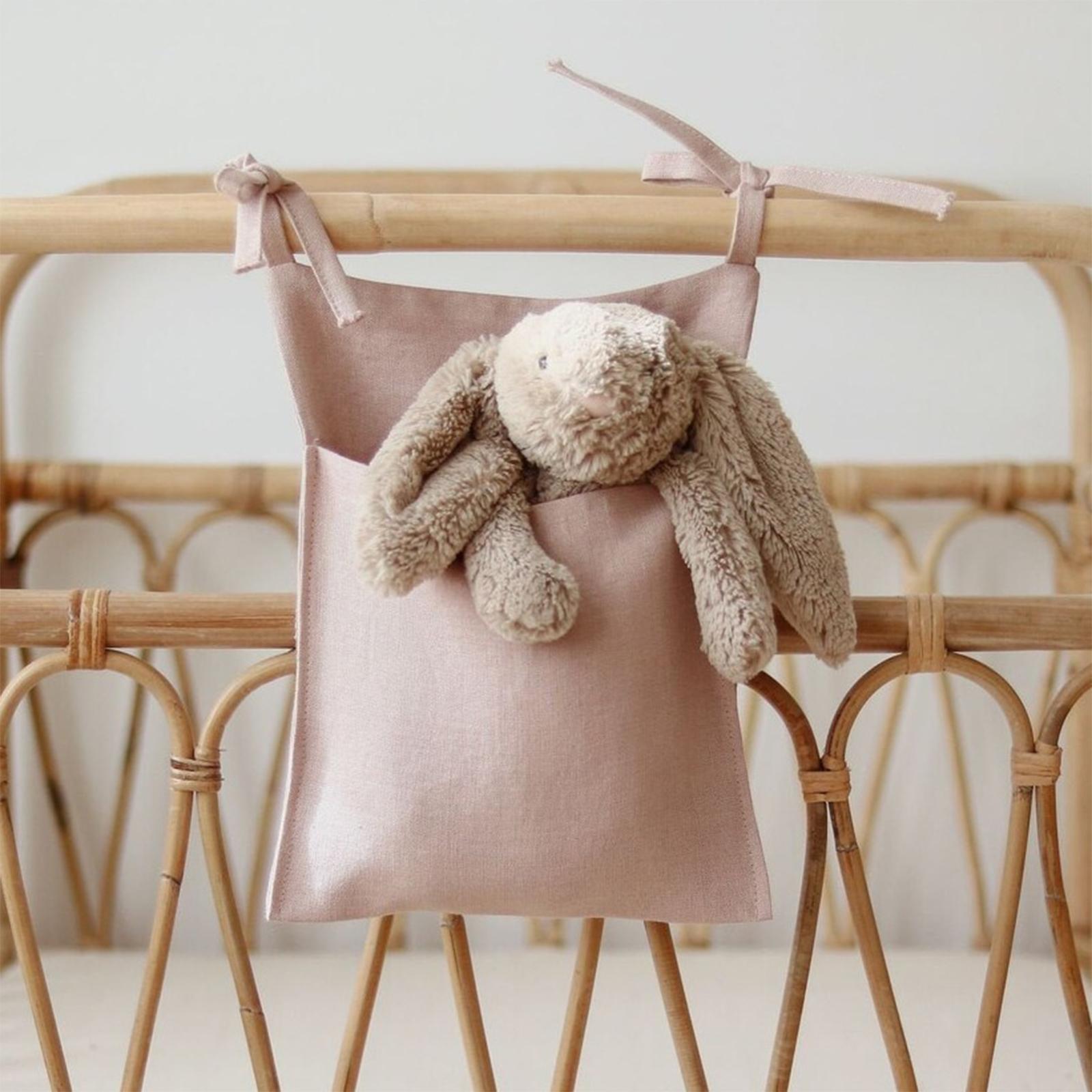 Baby Crib Cot Hanging Storage Bag Diaper Storage Toy Diaper Bag Pink
