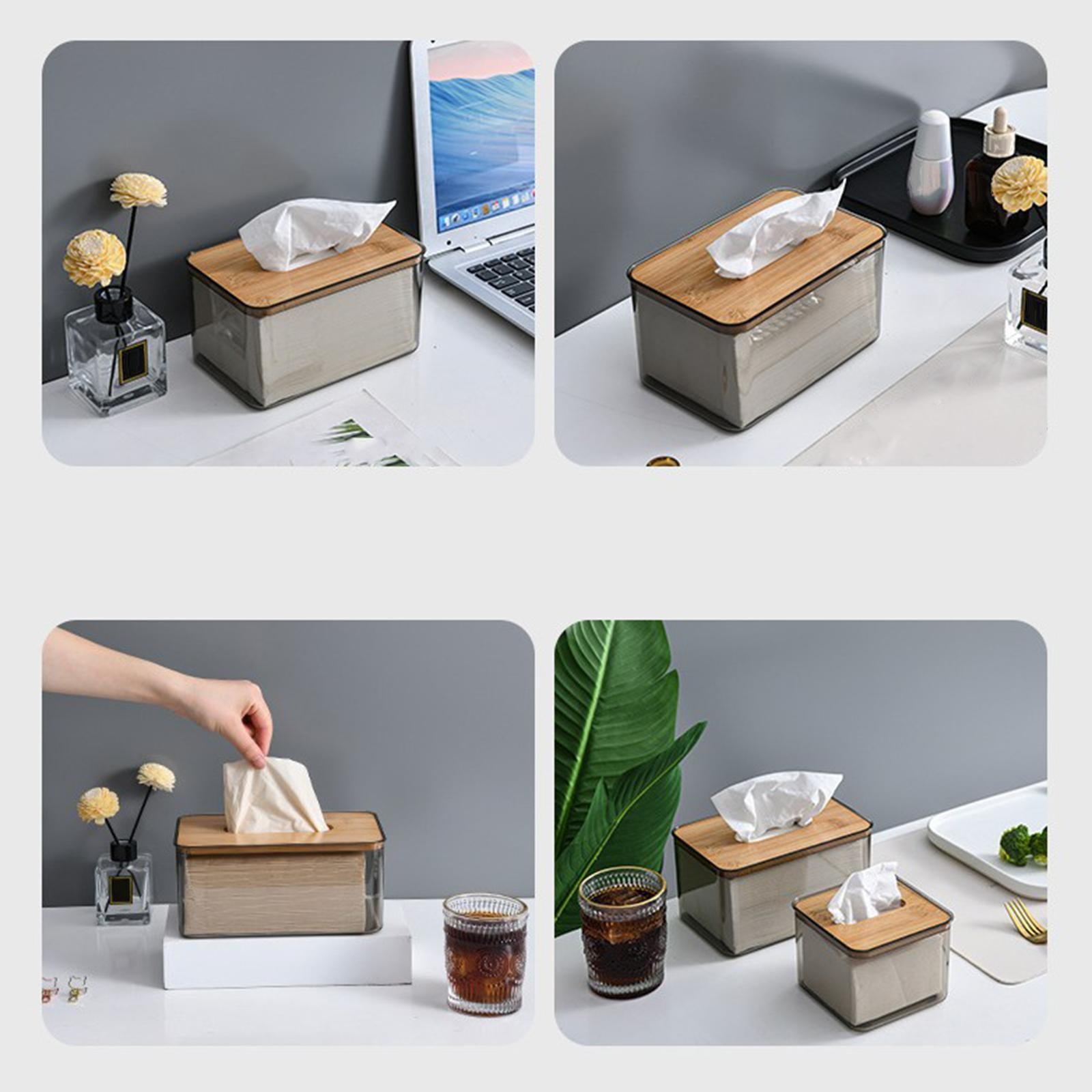 Clear Tissue Box Organizer Freestanding for Home Living Room Bedroom Decor 18x11.8x10CM