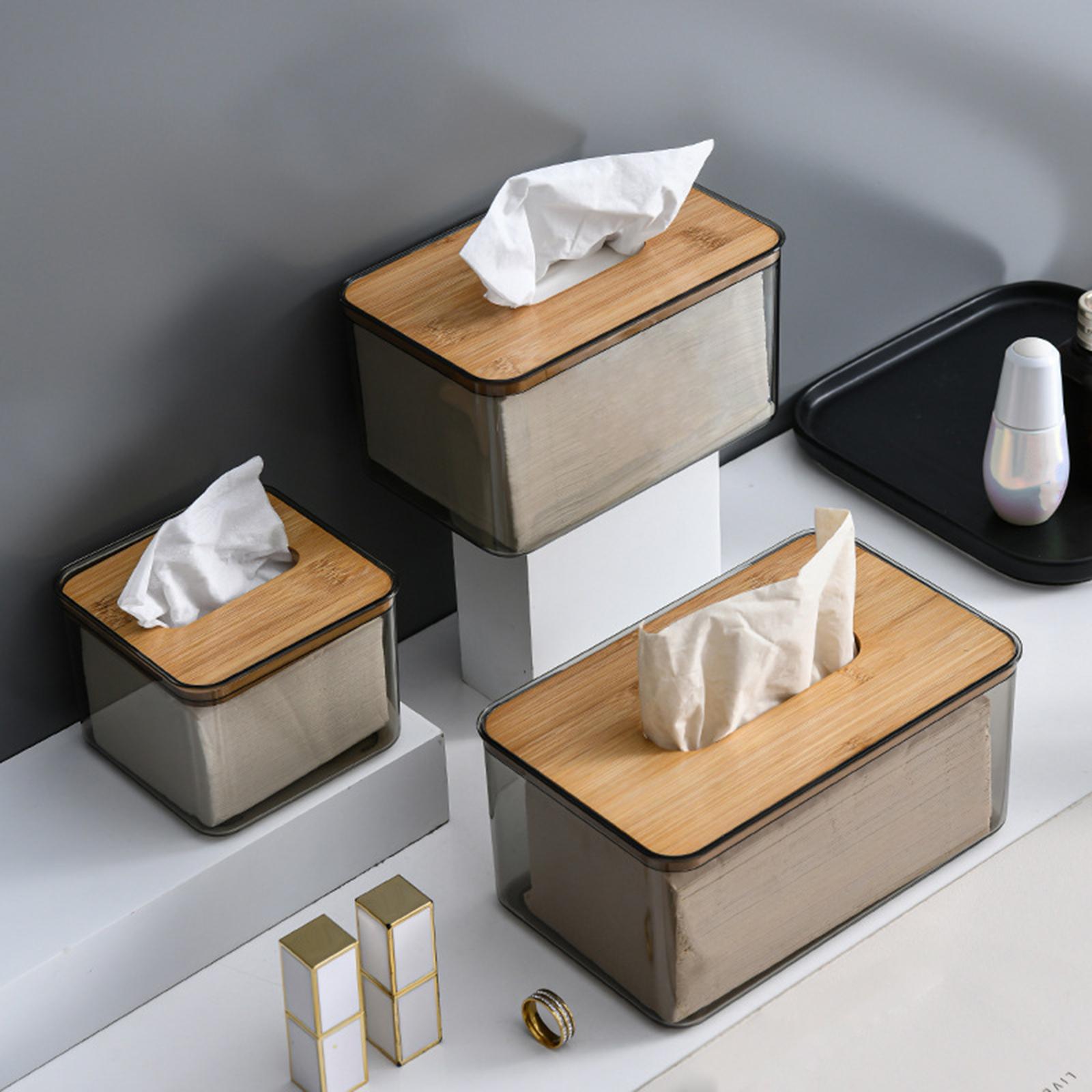 Clear Tissue Box Organizer Freestanding for Home Living Room Bedroom Decor 18x11.8x10CM