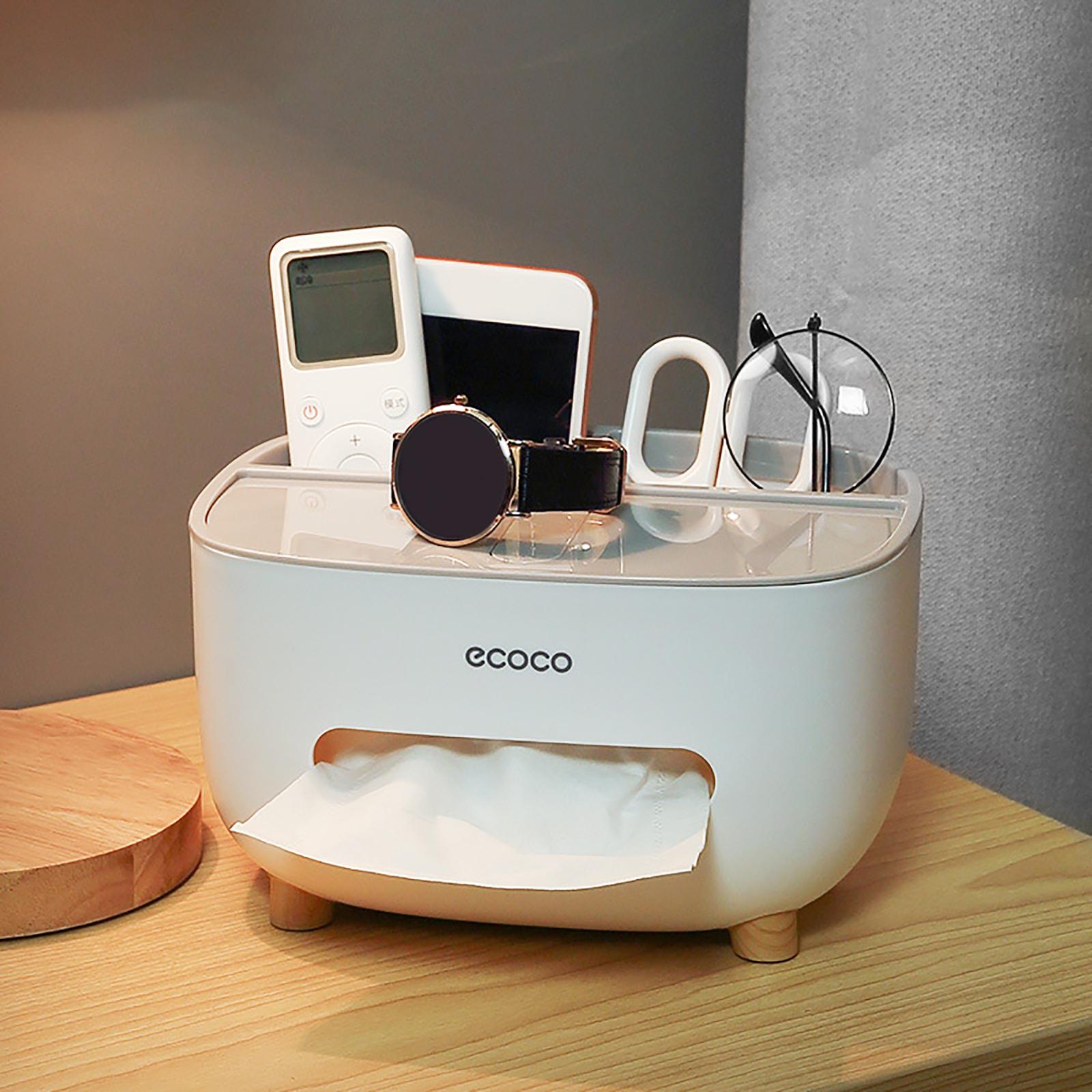 Desktop Tissue Box Paper Organizer Multifunctional Sundrie Storage Case Blue