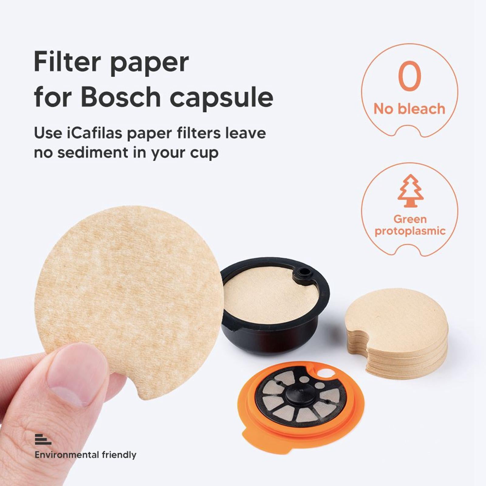 100 Pieces Coffee Filters Paper for Bosch Capsule for Cafe Office Home