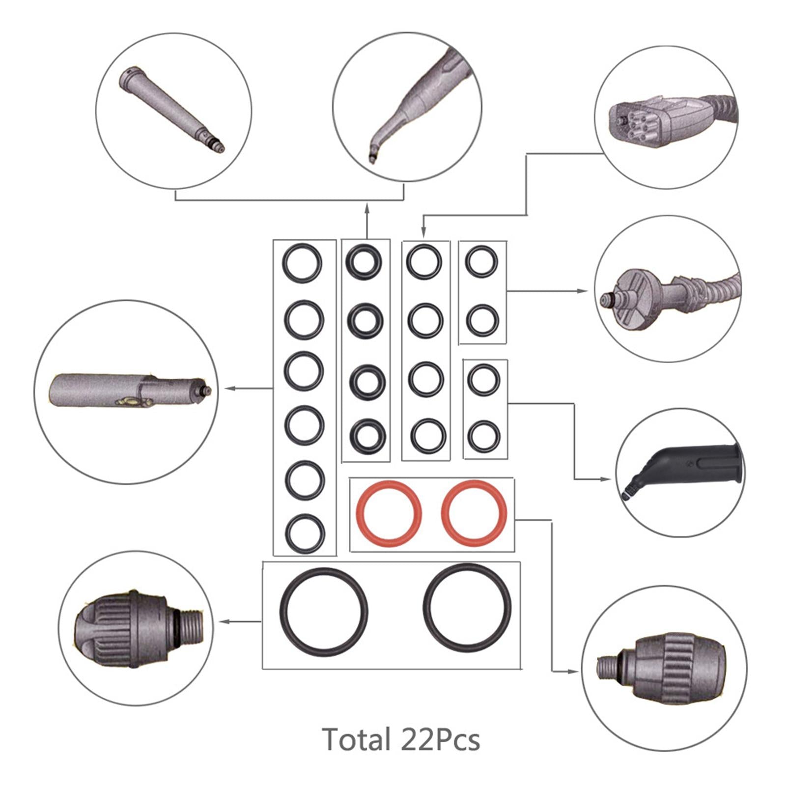 22Pcs Sealing Rings Hose Nozzle Seals 2.884-312.0 Gasket Washers for Karcher