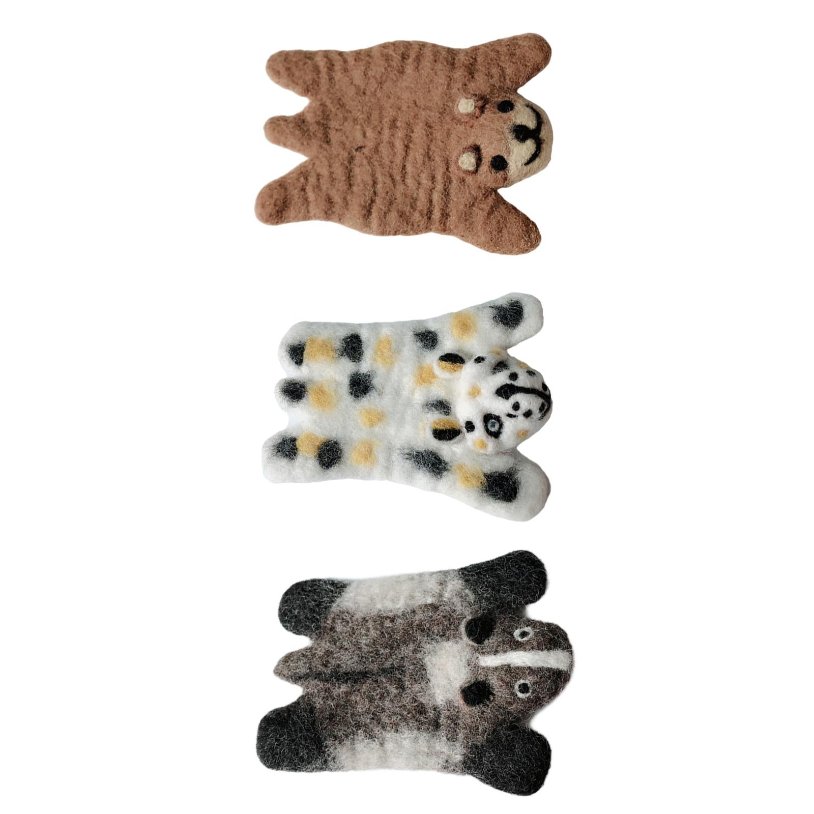 Animal Wool Felt Coaster Table Mat for Desktop Hot Coca Decoration Brown Bear