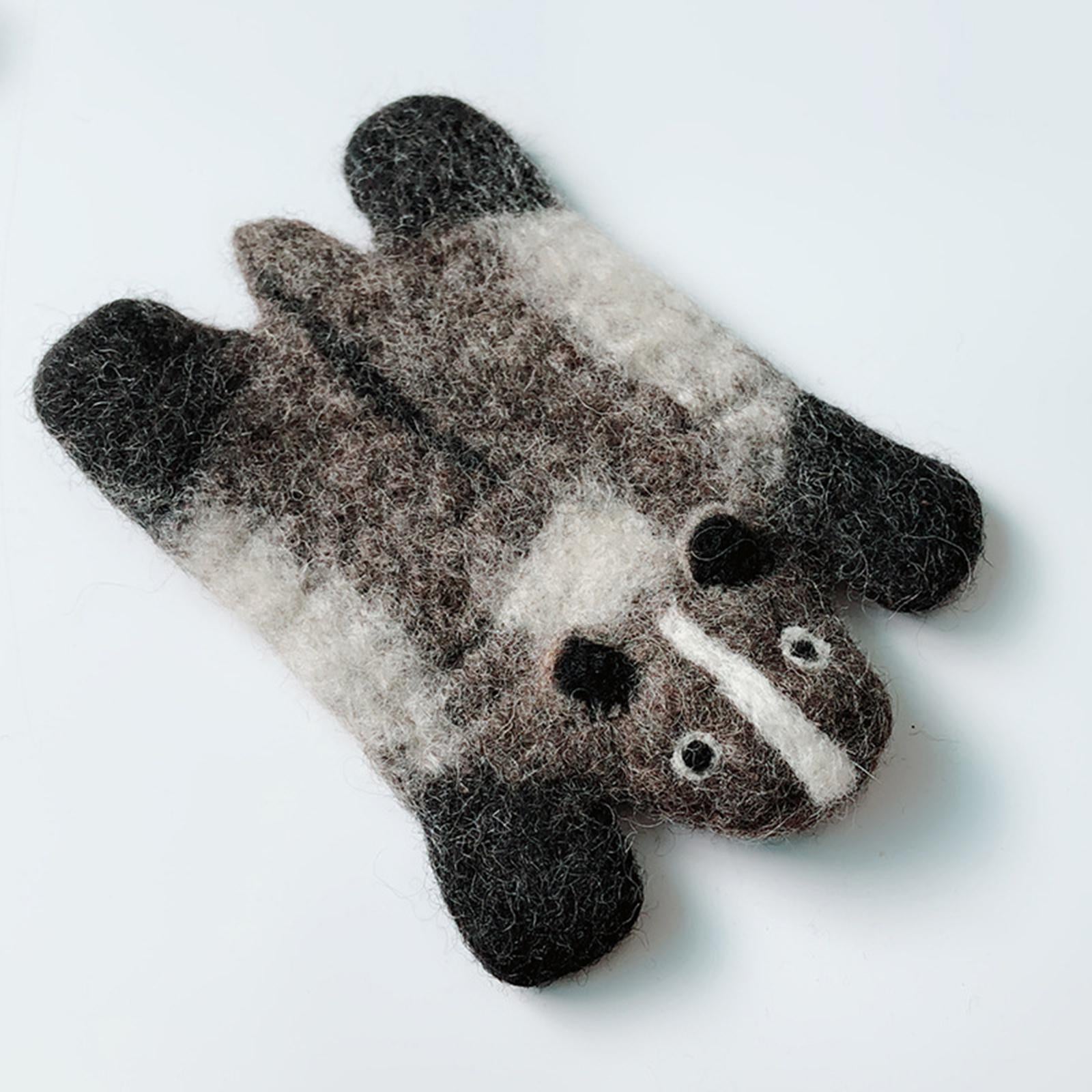 Animal Wool Felt Coaster Table Mat for Desktop Hot Coca Decoration Gray Bear