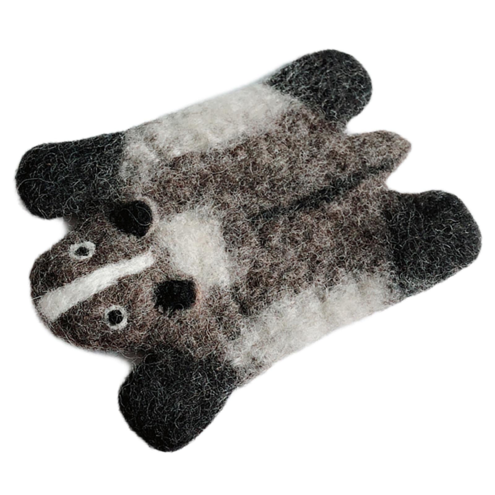 Animal Wool Felt Coaster Table Mat for Desktop Hot Coca Decoration Gray Bear